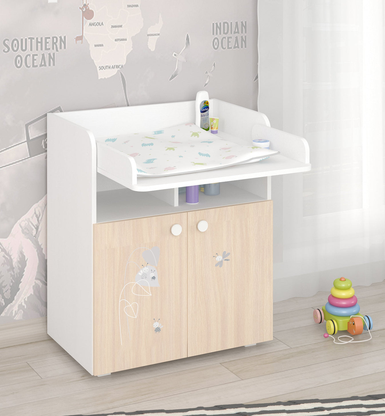 Shefa 700 Amis Baby Changing Unit White-Pastell Oak (2 boxes)