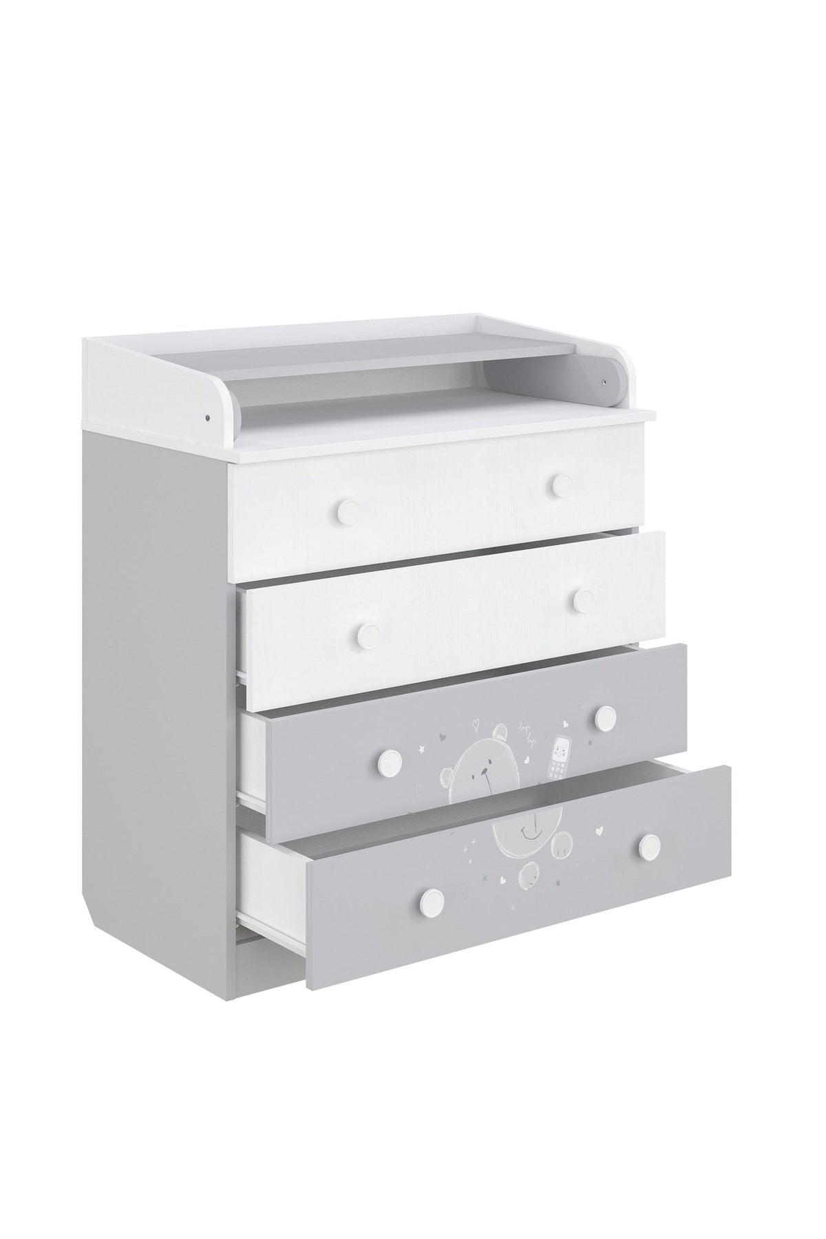 Shefa 800 Kids Changing Dresser Teddy White-Grey (2 boxes)