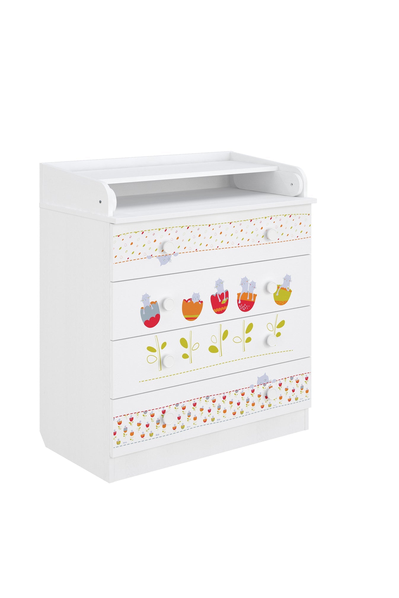 Shefa 800 Kids Changing Dresser Sleepy Kittens White (2 Boxes)
