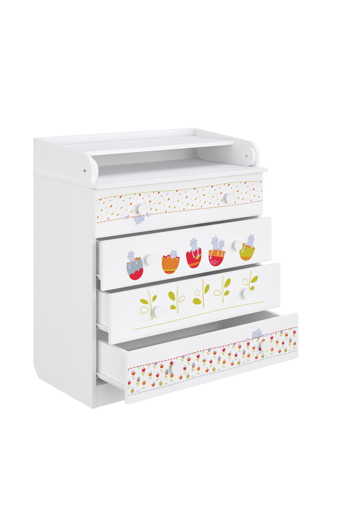 Shefa 800 Kids Changing Dresser Sleepy Kittens White (2 Boxes)