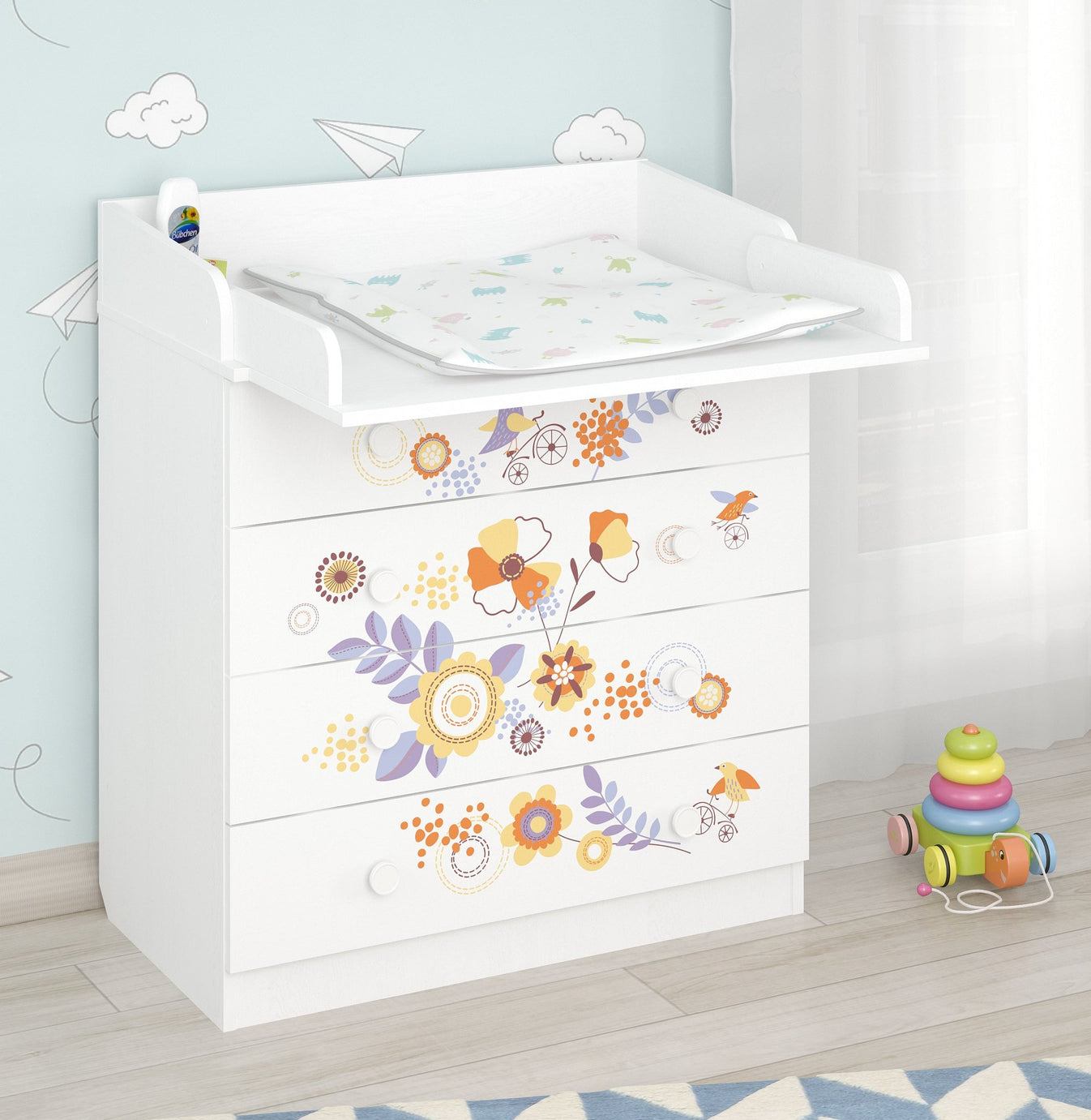 Shefa 800 Kids Changing Dresser Bike Tour White (2 Boxes)