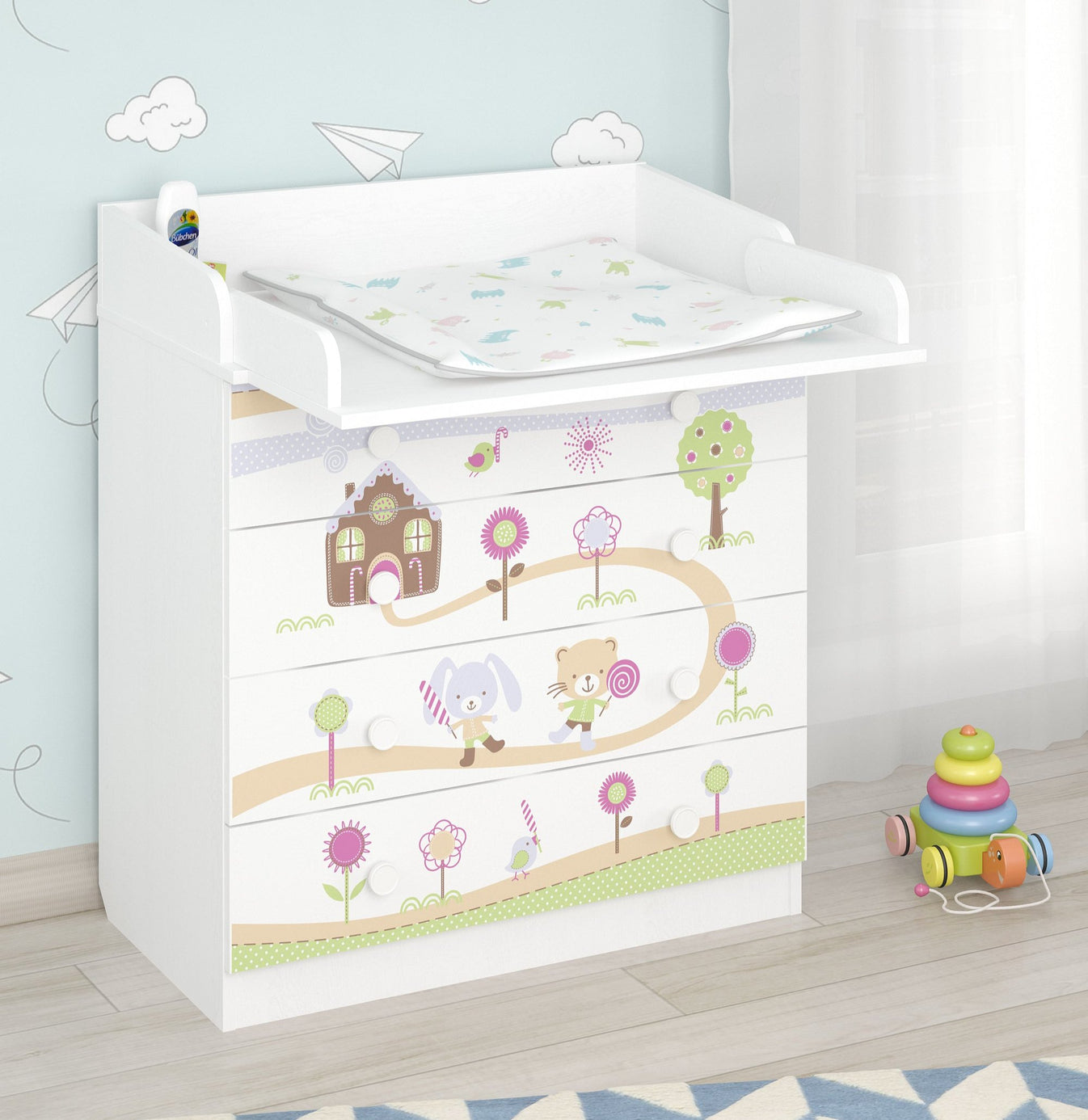 Shefa 800 Kids Changing Dresser Gingerbread House White (2 Boxes)