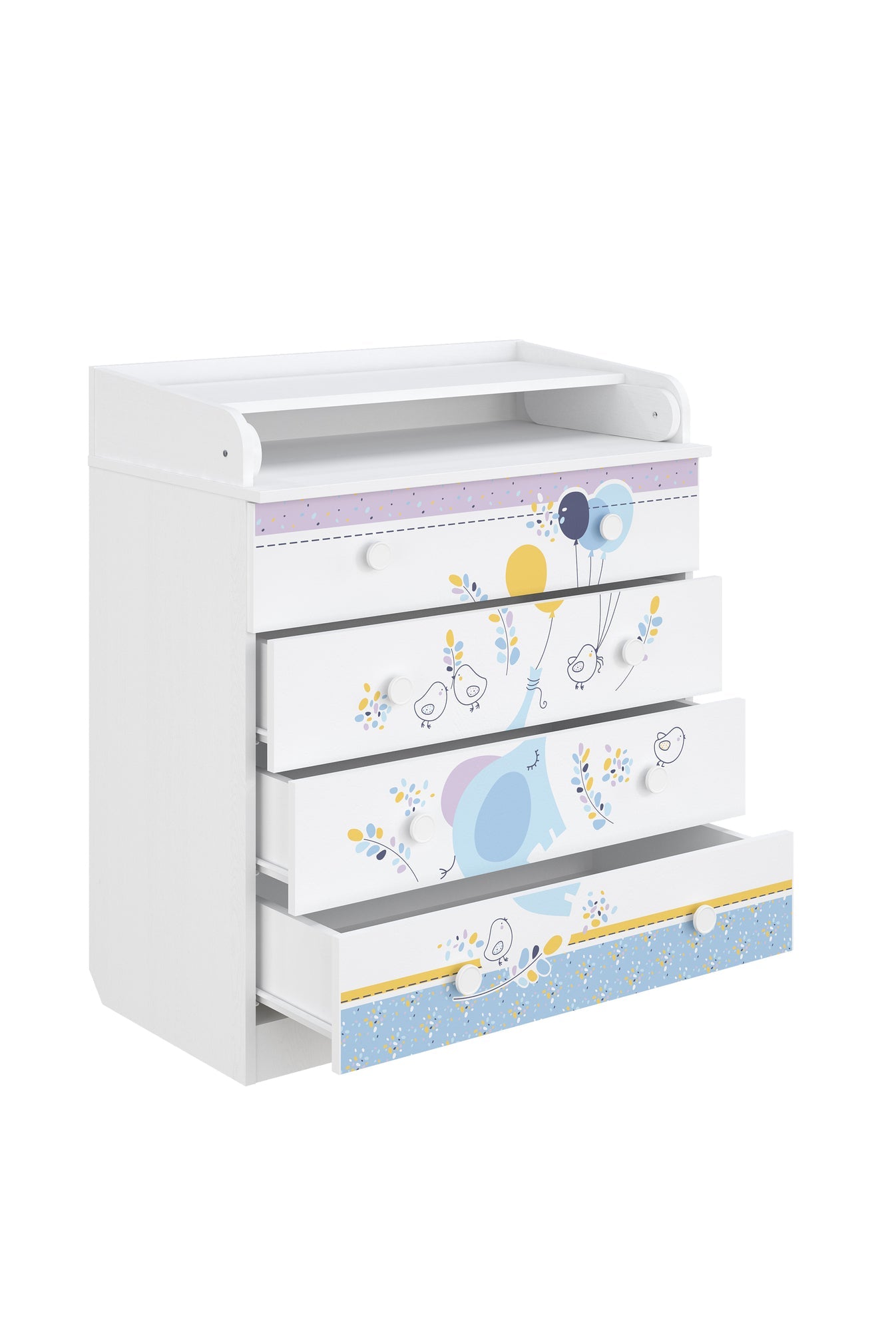 Shefa 800 Kids Changing Dresser Elephant With Balloon White (2 boxes)