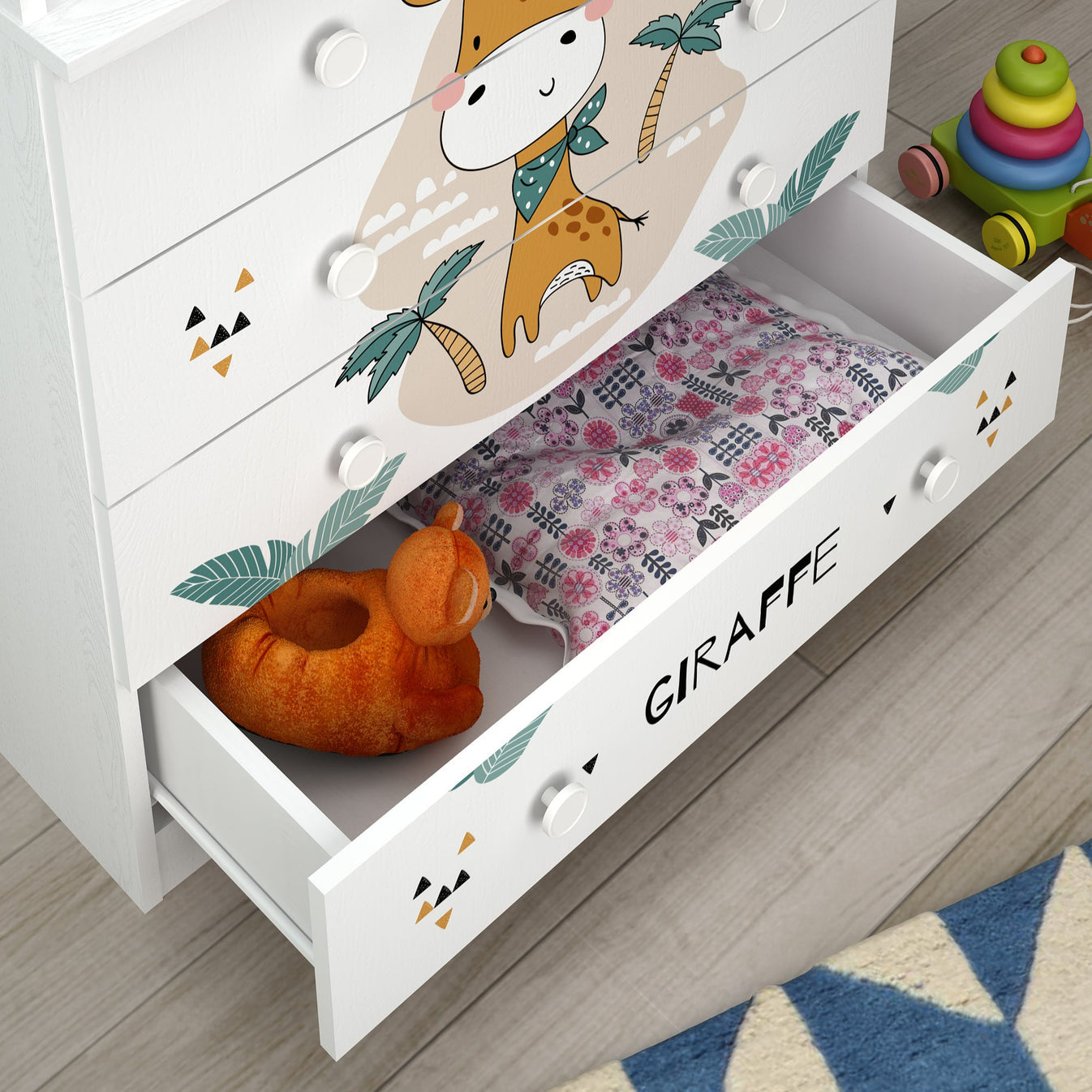 Shefa 800 Kids Changing Dresser Giraffe White (2 boxes)