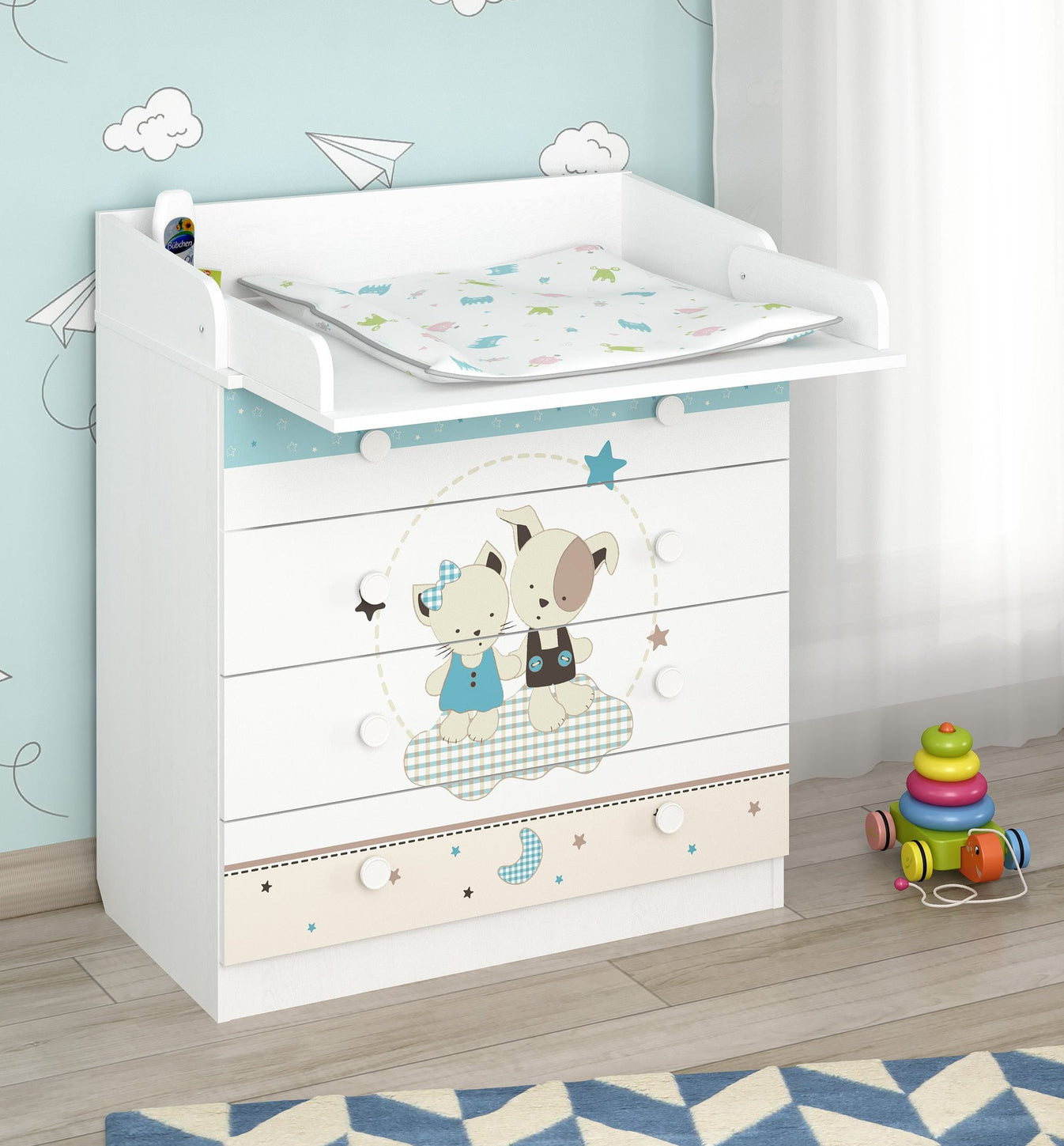 Shefa 800 Kids Changing Dresser Best Friends White (2 Boxes)