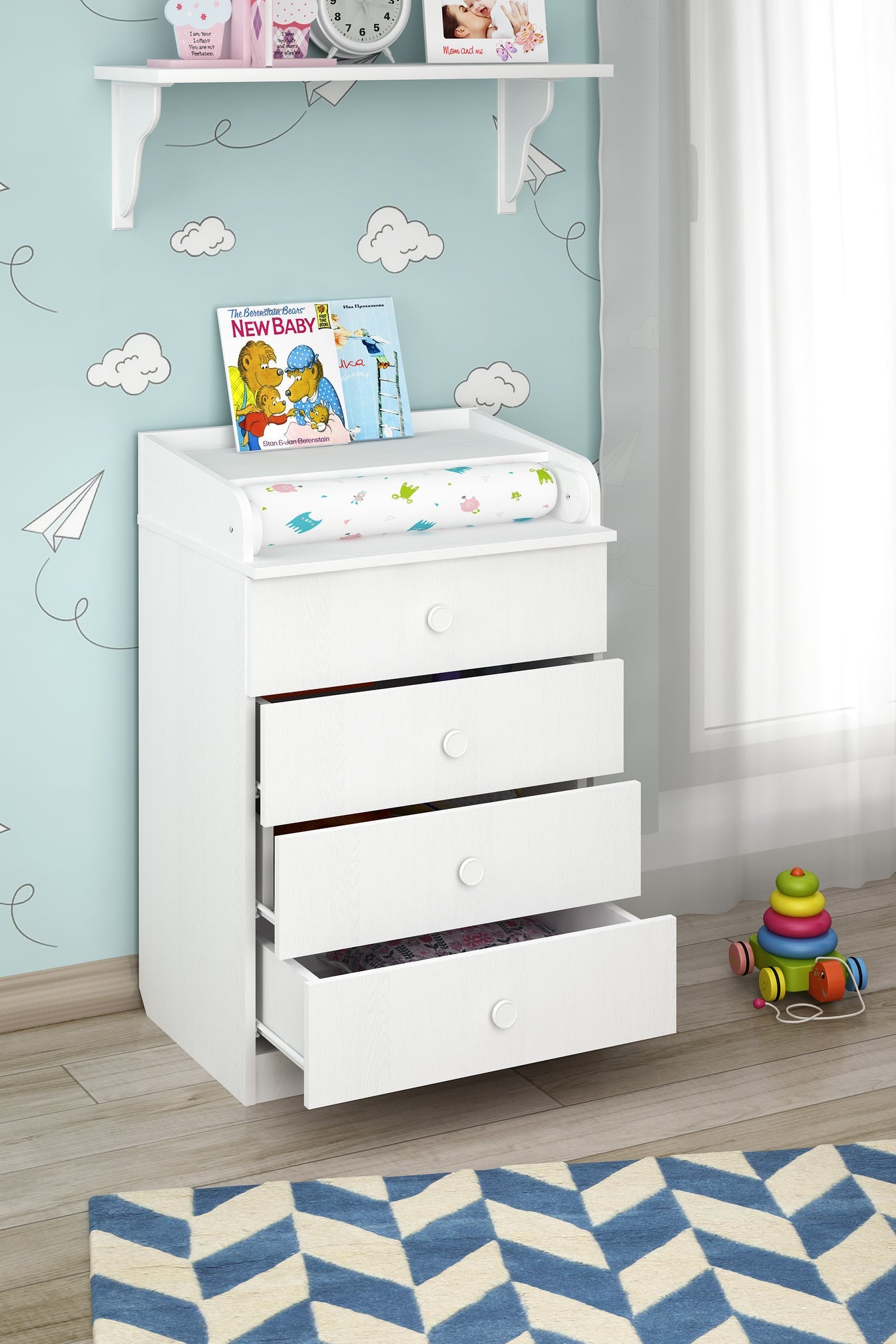 Shefa 600 Kids Changing Dresser White (2 boxes)
