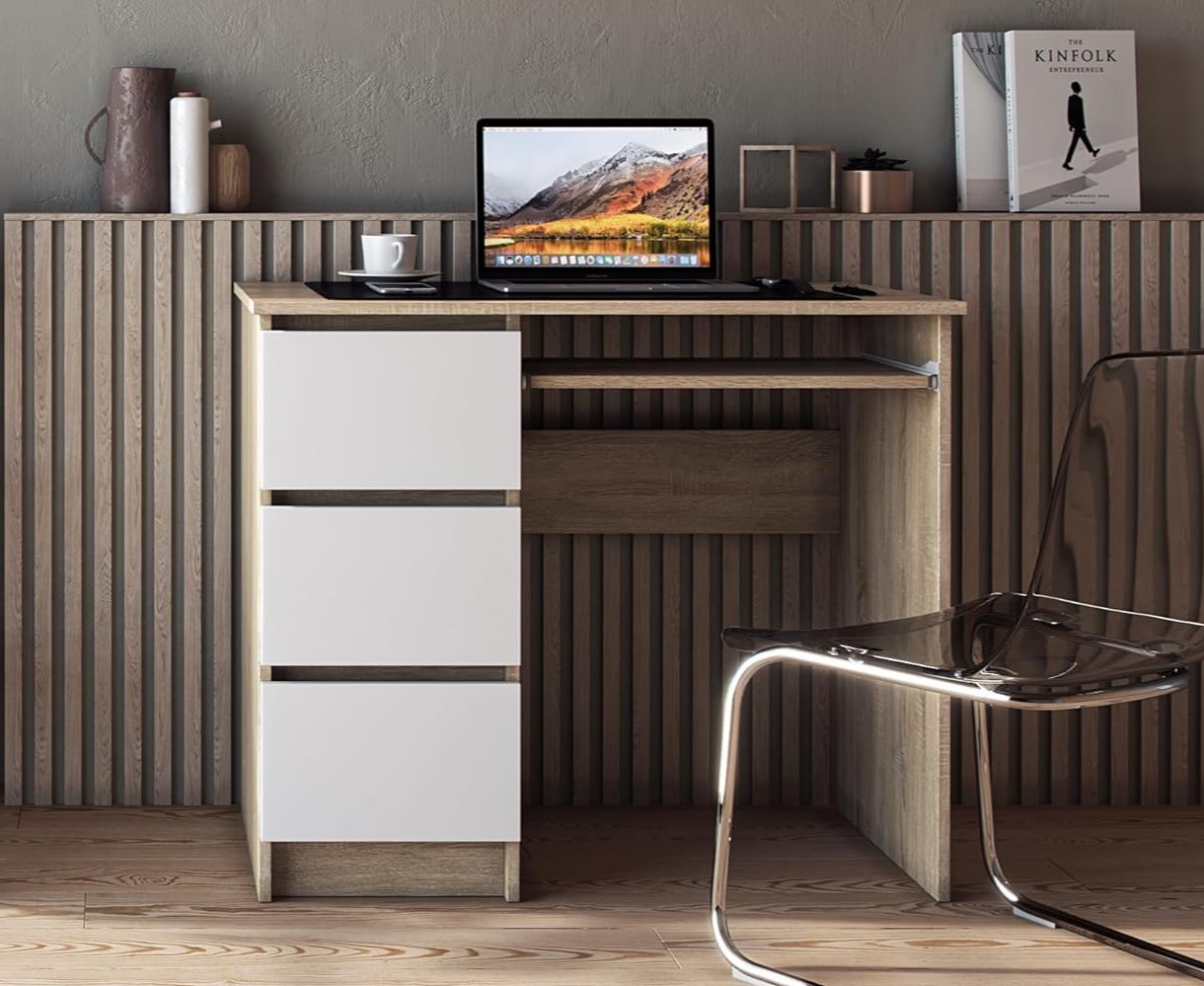 Shefa Line Computer Desk Cina Sonoma Oak-White (1 Box)