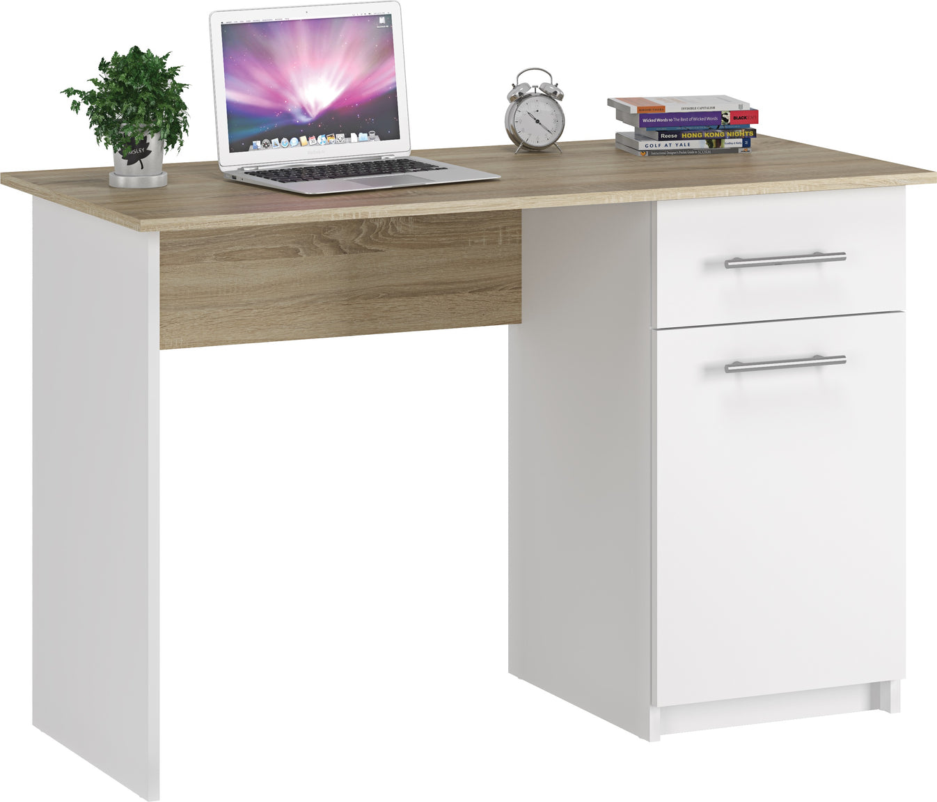 Shefa Line Computer Desk Mix Sonoma Oak - White (1 box)