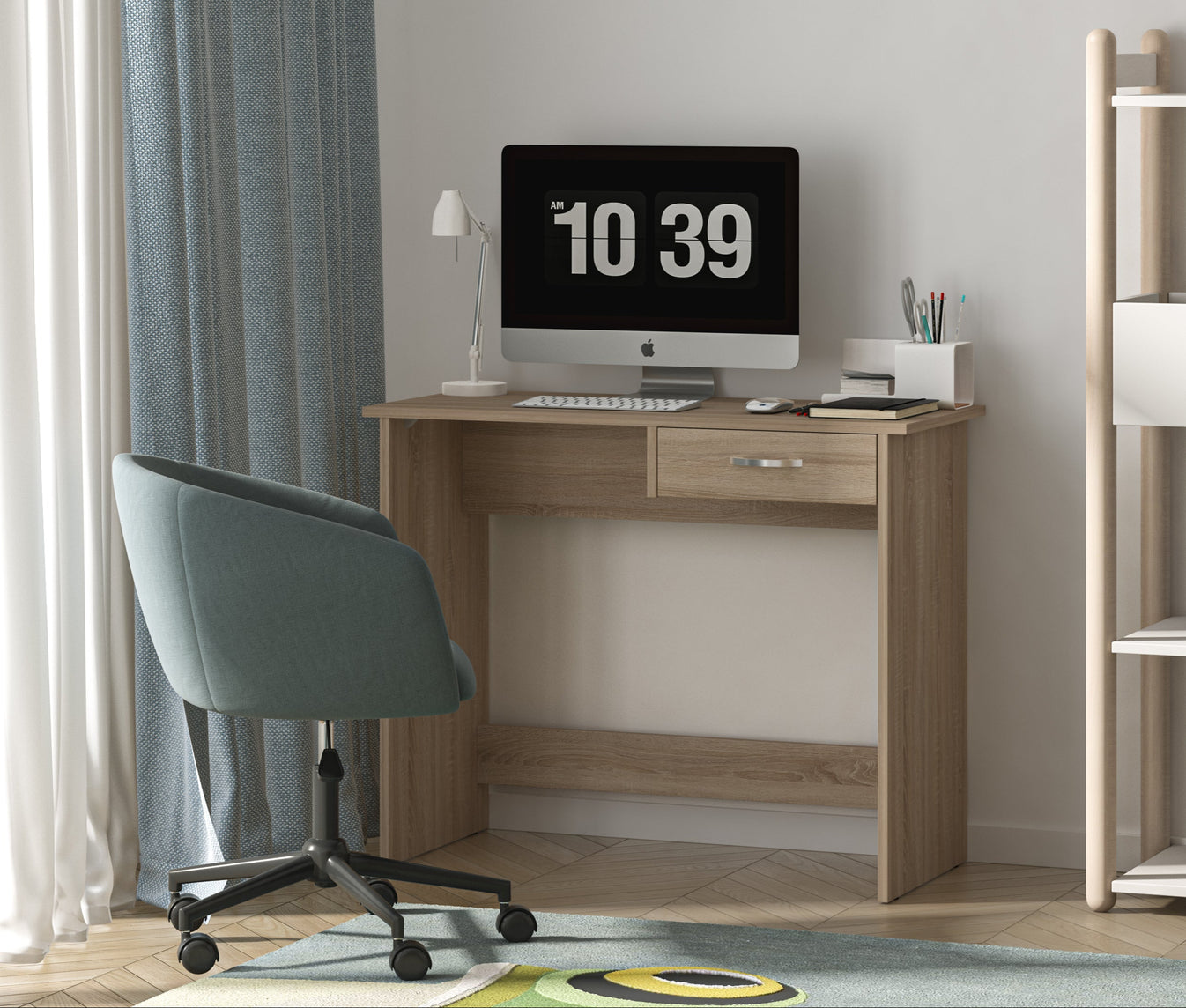 Shefa Line Computer Desk Nano Sonoma Oak (1 box)