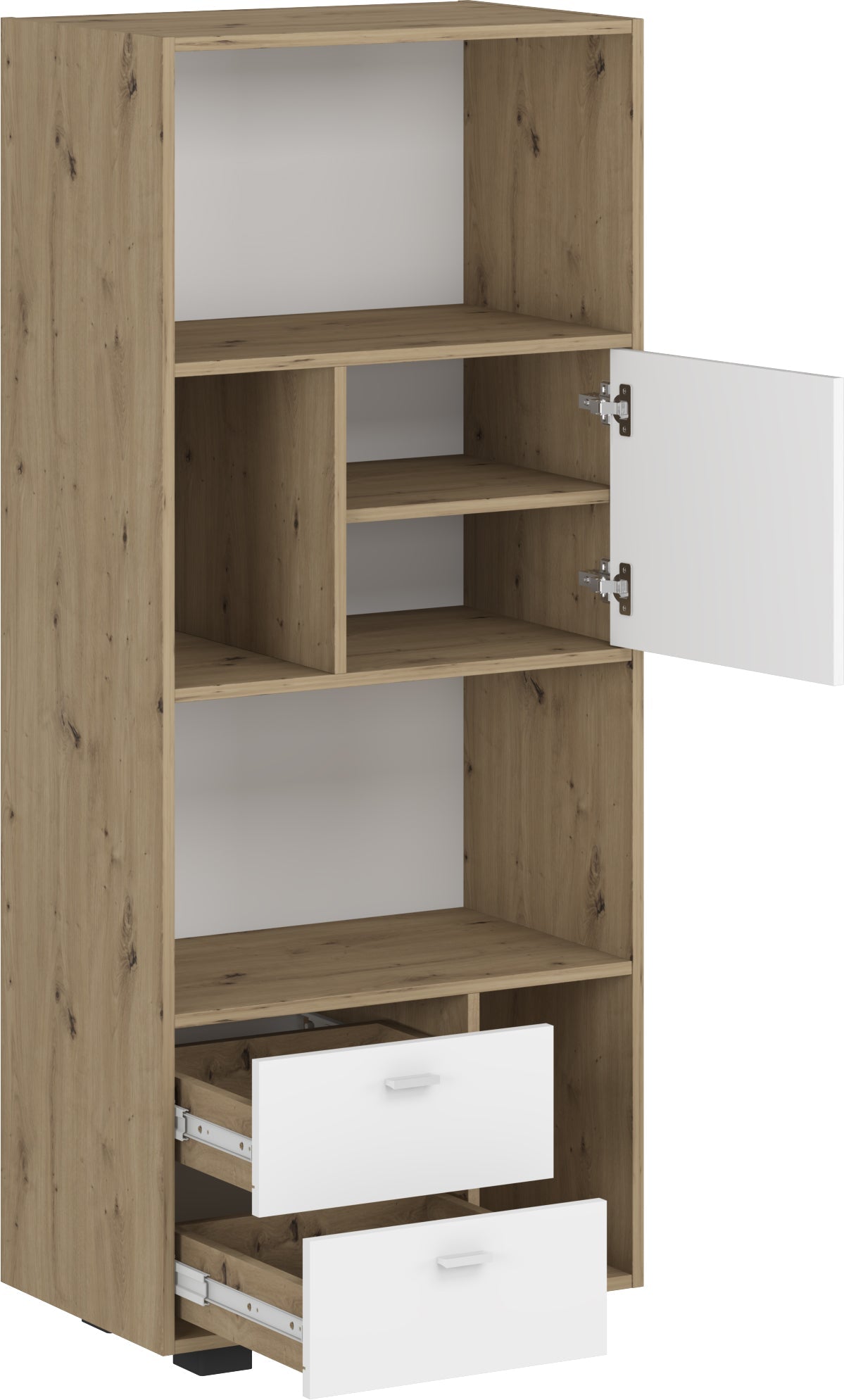 Shefa Line Bookcase Kurt White - Artizan Oak (2 boxes)