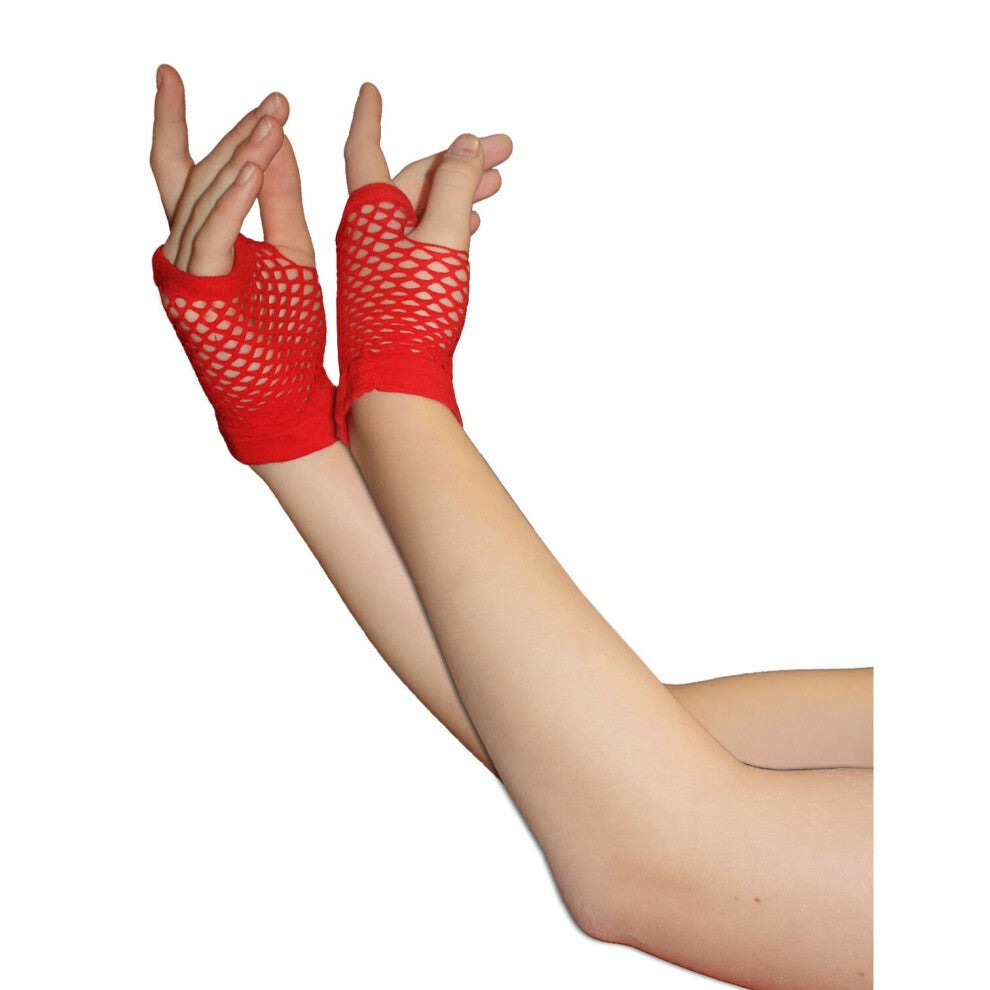 Red Fishnet Gloves
