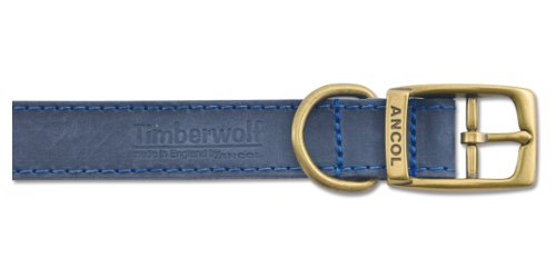 Ancol Timberwolf Leather Collar Blue 24" x 1