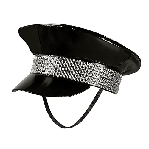 you will be an eye-catcher at the costume or theme party. The peaked cap in lacquer look is decorated with a wide