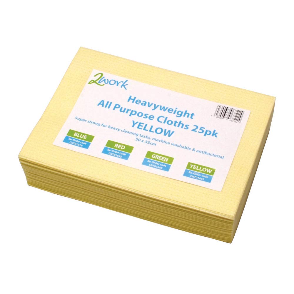 2Work Heavyweight Cloth 400x400mm Yellow (Pack of 25) 103278