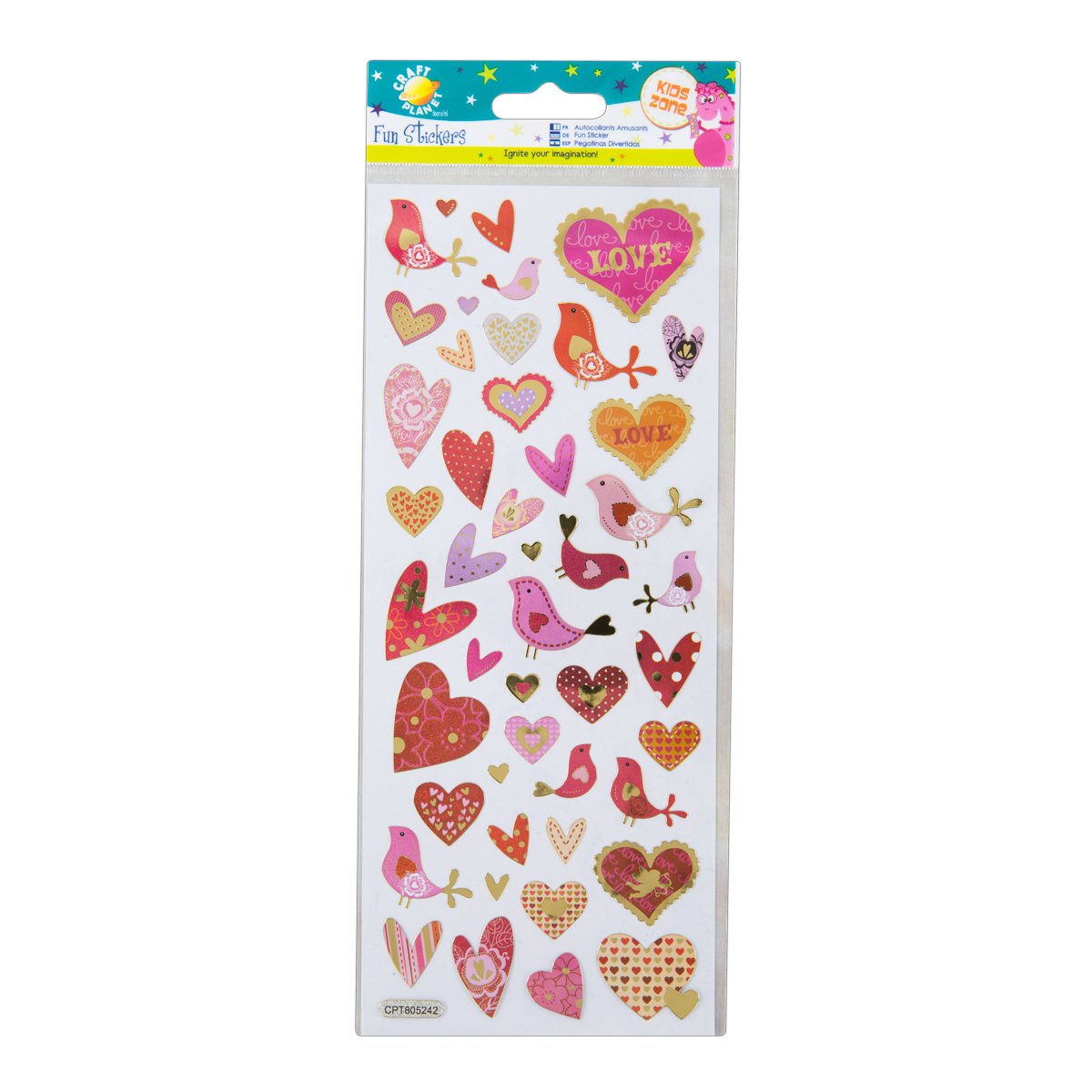 Fun Stickers - Hearts & Birds
