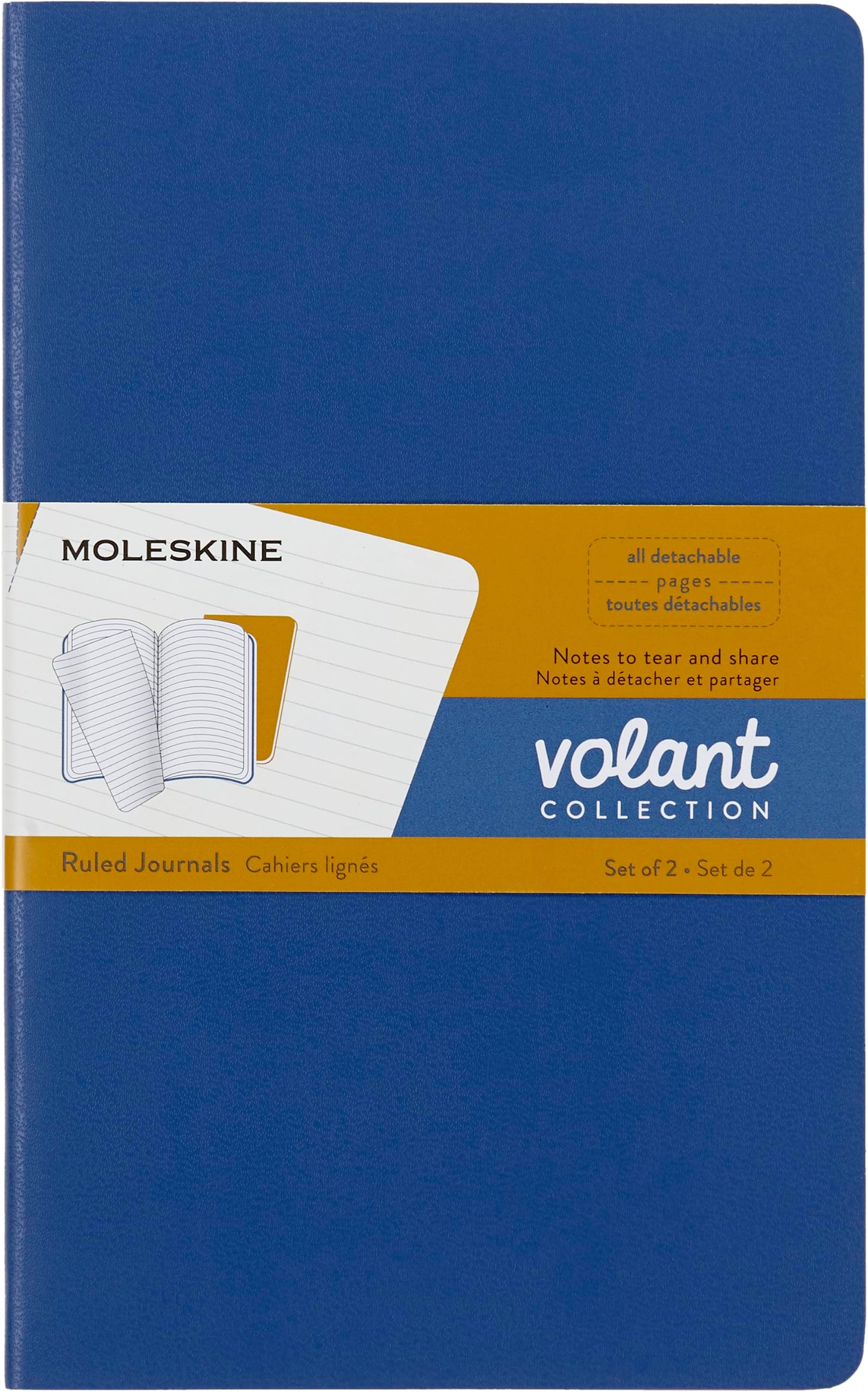 Moleskine Volant Journal: Large, Ruled, Forget-Me-Not-Blue/Amber Yellow