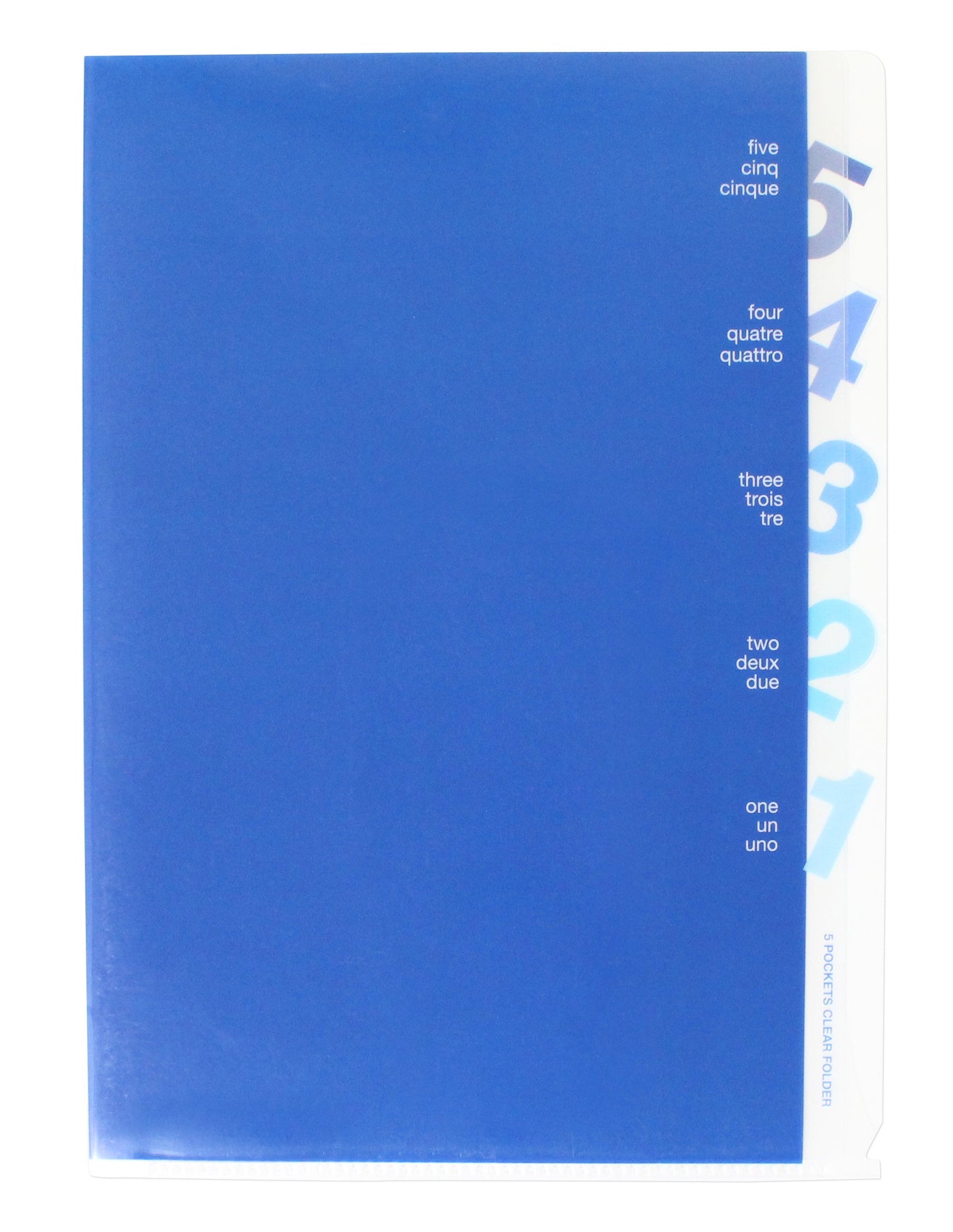 Midori 5 Pockets Clear Folder <A4> Number Blue