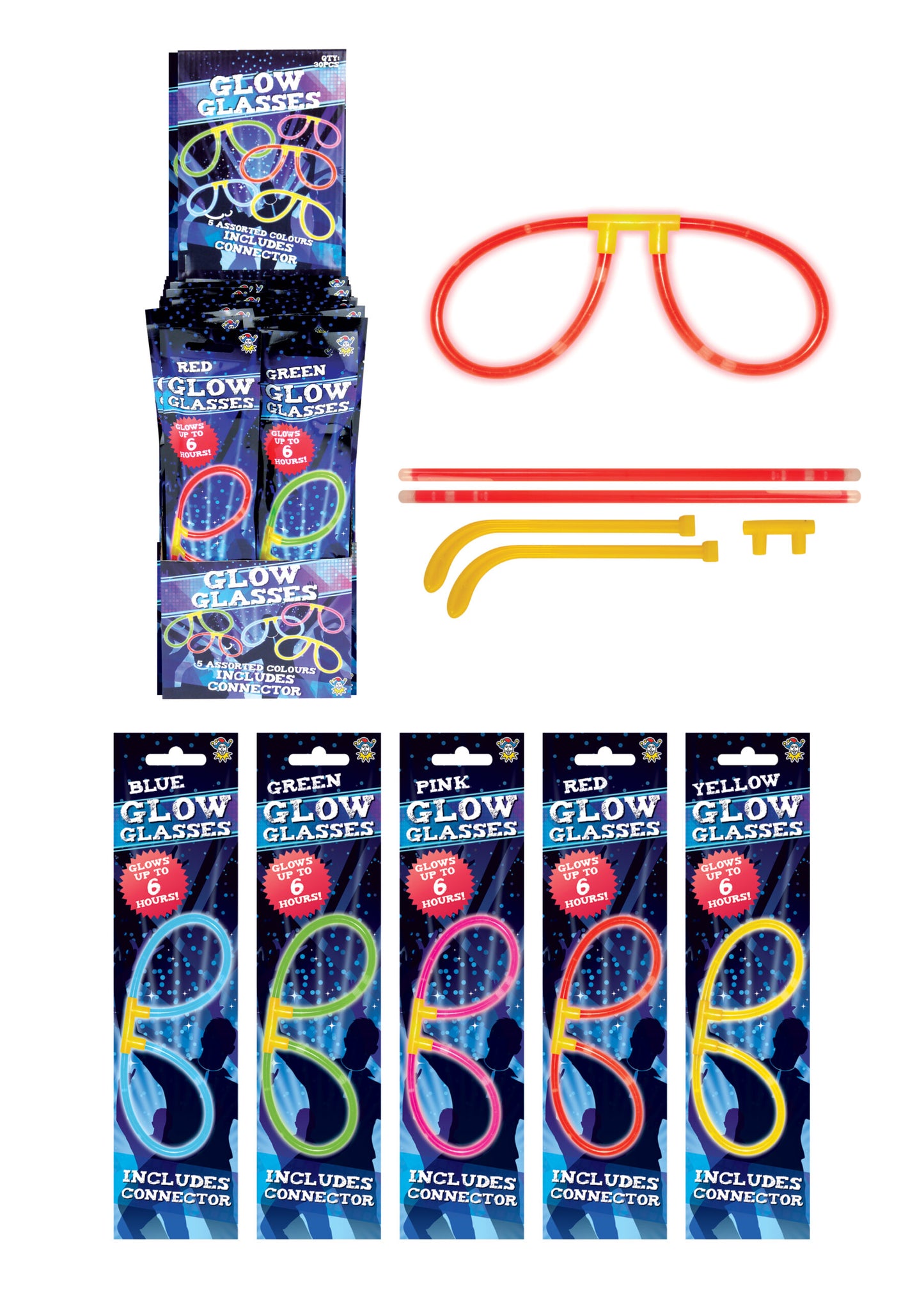 Assorted Colour Glow Glasses