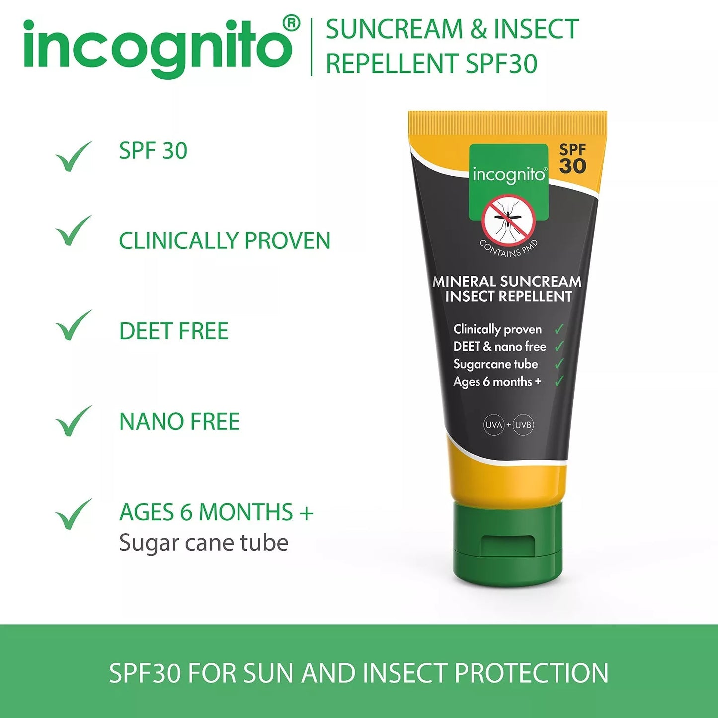Incognito Suncream Insect repellent Moisturiser SPF30 - 100ml