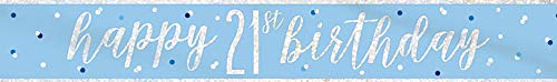 Unique Blue Prismatic 21st Birthday Foil Banner, 108" 1 Pc, Age 21