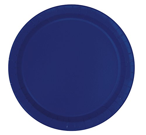 Unique Party 9" Round Dinner Plates | True Navy Blue Color Theme | 16ct, Solid, 16 Count