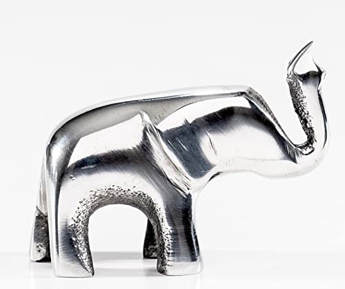 Eco-Friendly Recycled Aluminium Elephant (Handmade & Fairtrade) Polished Statue Ornament Home Decoration, Small 5cm