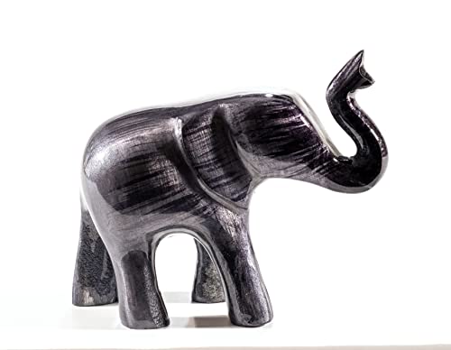 Eco-Friendly Recycled Aluminium Elephant Trunk Up (Handmade & Fairtrade) Polished Statue Ornament Home Decoration Large 12cm