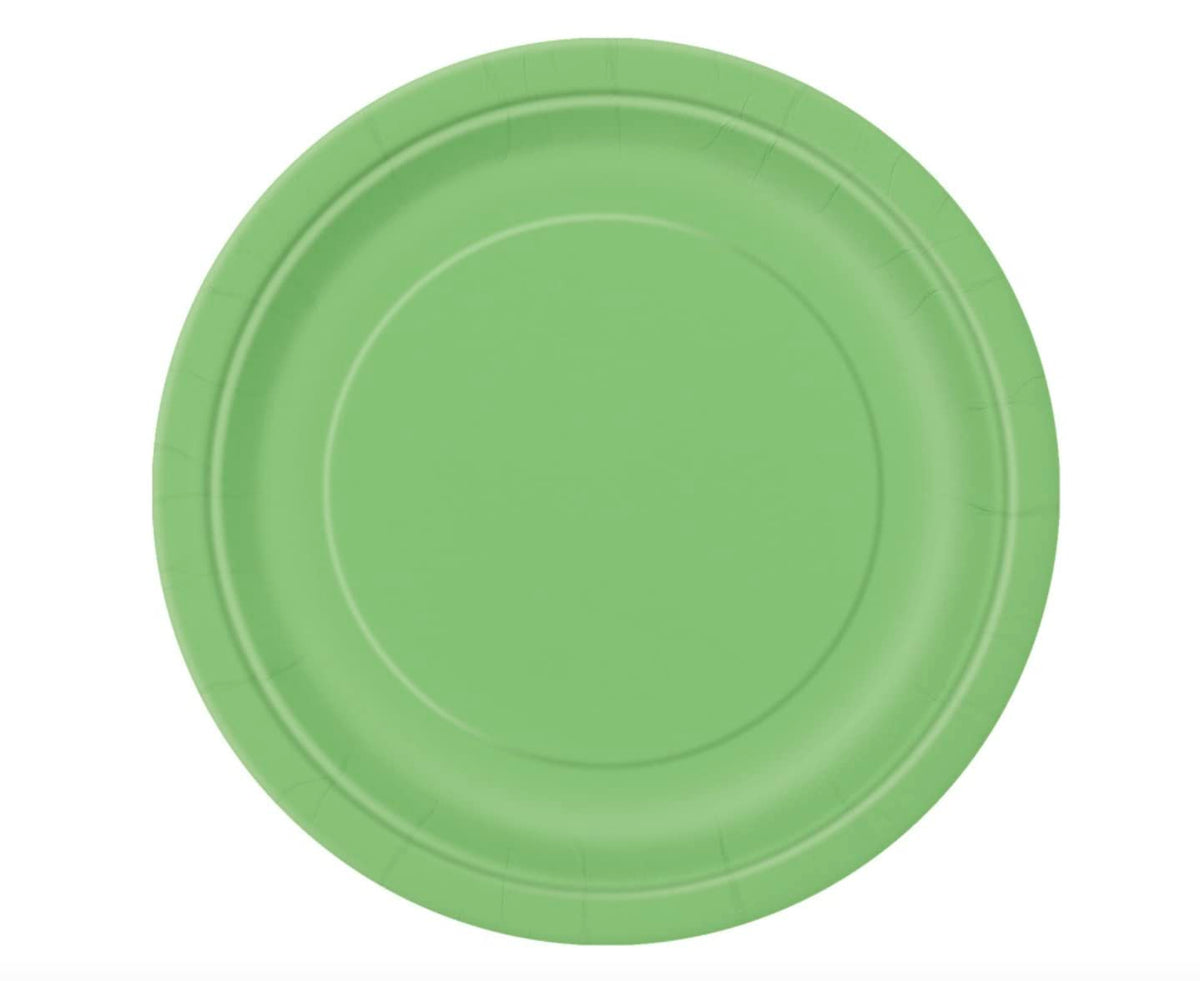 Unique 9" Solid Round Dinner Plates | Lime Green Color Theme | 8ct, 8 Count