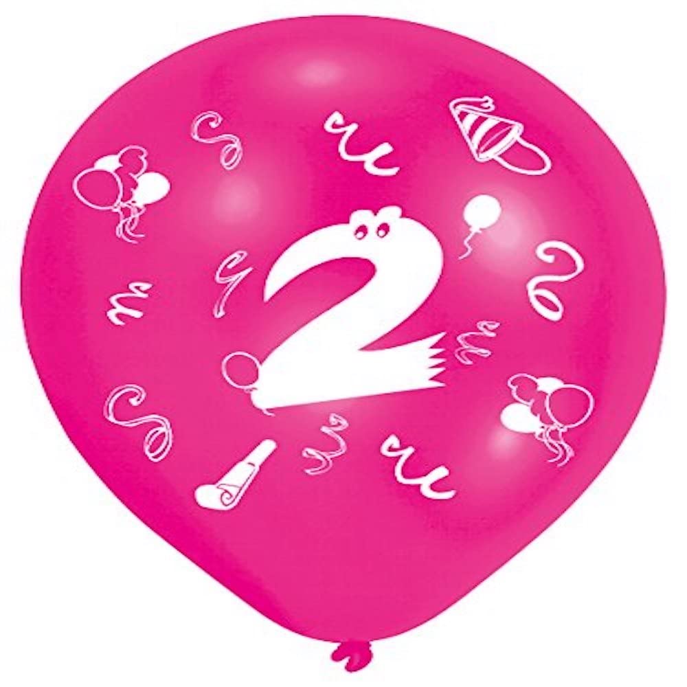 Age 2 Latex Balloons - 2 sided - 1 colour - 25.4cm 8
