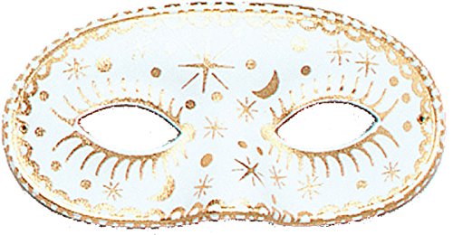 Bristol Novelty Moon/Star Domino Mask, White, Pack of 1