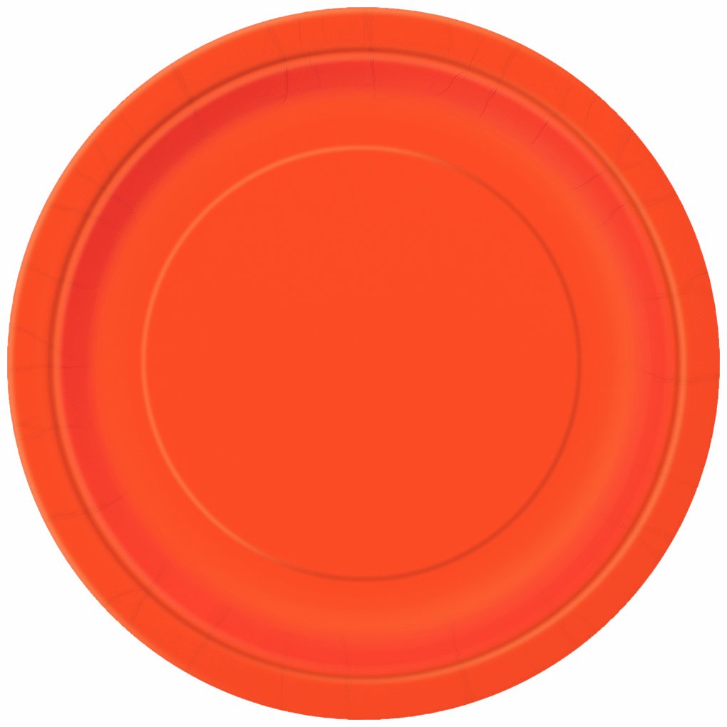 Unique 7" Round Dessert Plates | Pumpkin Orange Color Theme | 8ct, Pack of 8