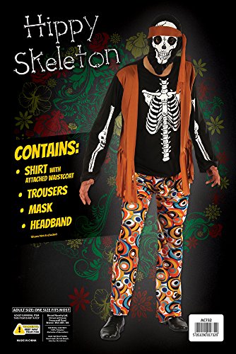 Bristol Novelty Skeleton Hippy Costume (UK Chest Size 42 - 44)