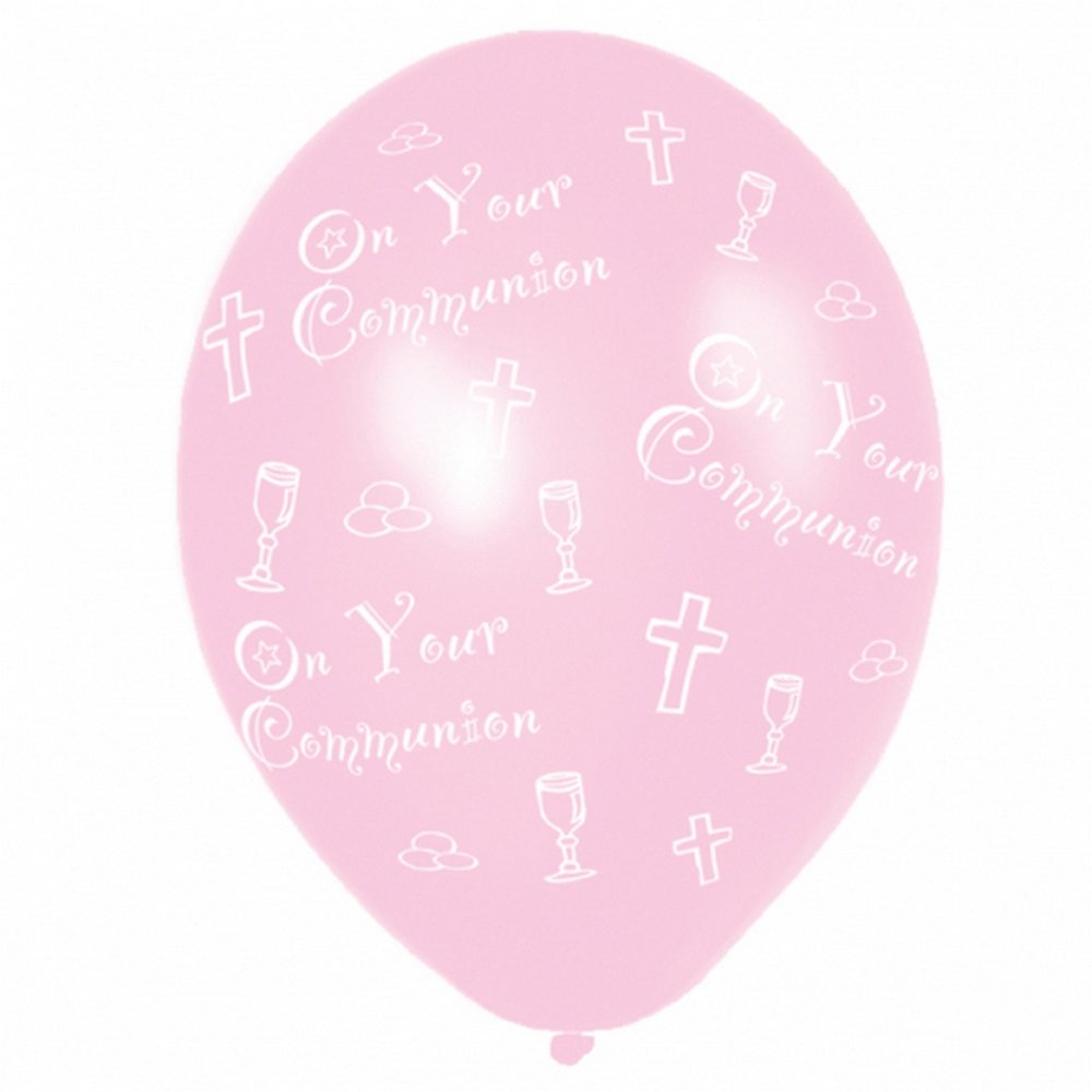Communion Pink Latex Balloons - (All Over Print) - 27.5cm /25