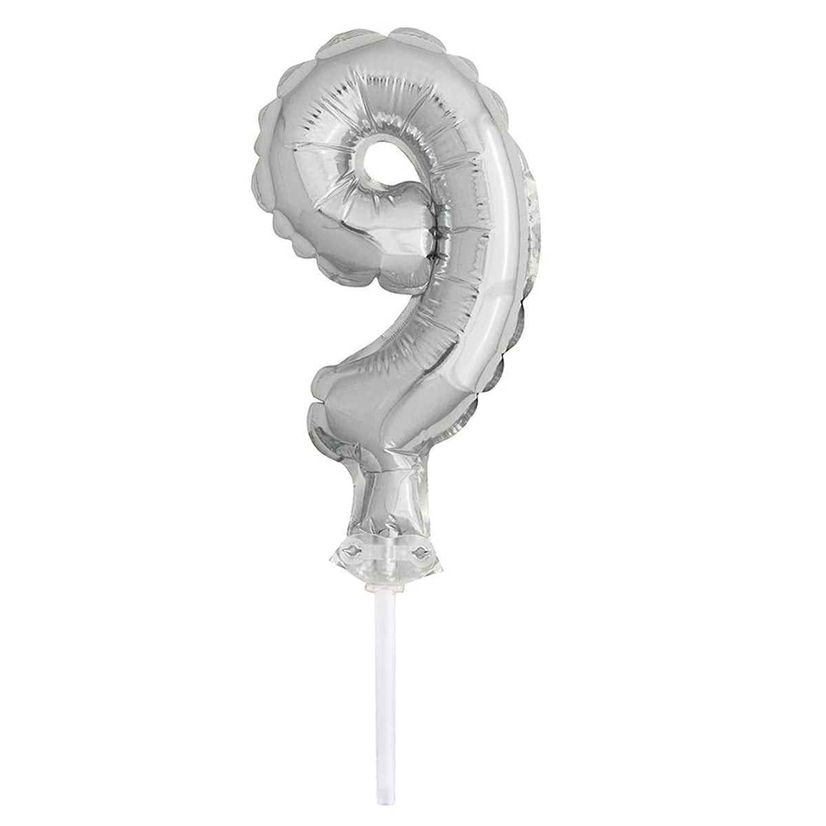 Unique Party - 5" Foil Silver Number 9 Balloon Cake Topper