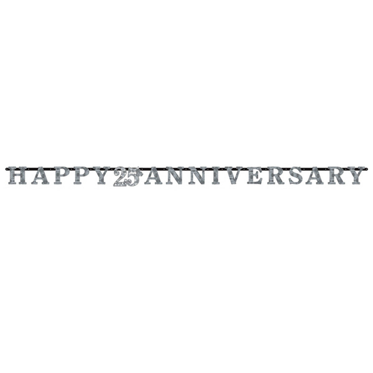 Adult One 25th Sparkling Silver Anniversary Letter Banner 3m x 17cm