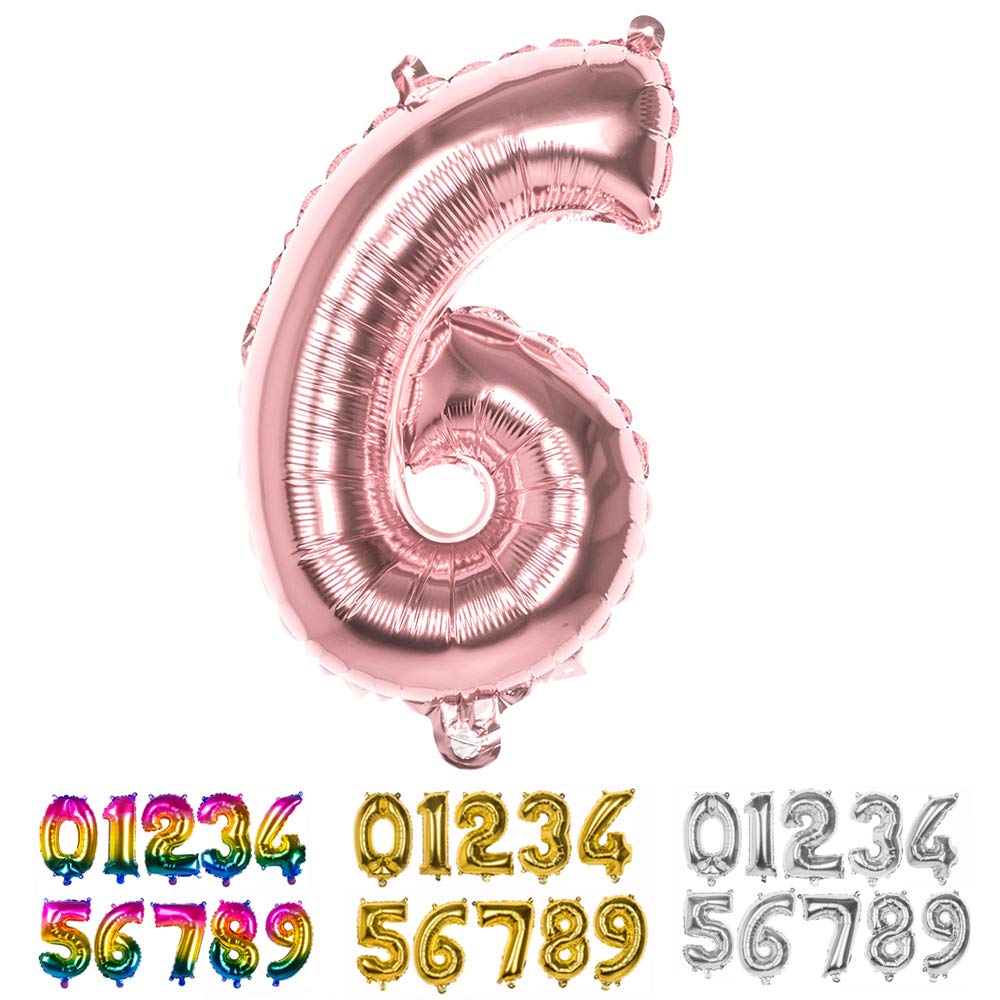 Boland 10130603 23786 Mylar Balloon Number 6 (36cm), Pink, Colour Rose Gold, 36 cm, 21996
