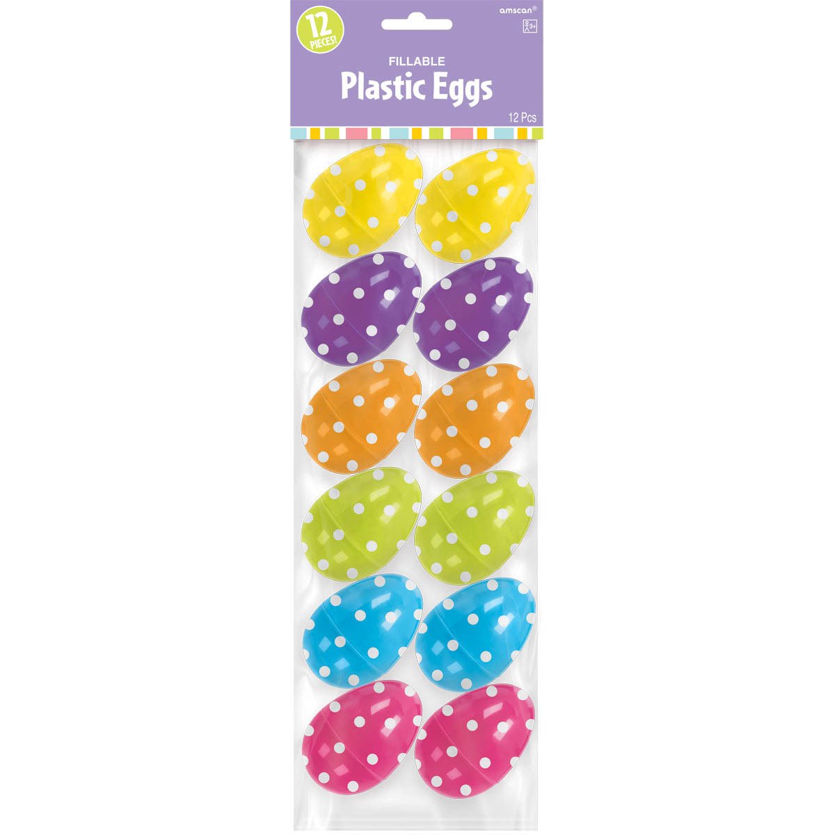 Amscan Small Polka Dot Plastic Refillable Eggs - 5.7cm /12