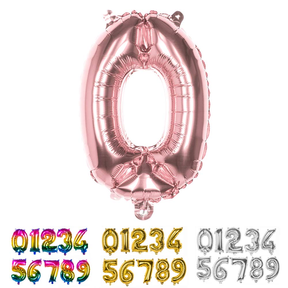 Boland Balloon number 0 (36cm), Pink, Colour Rose Gold, 36 cm