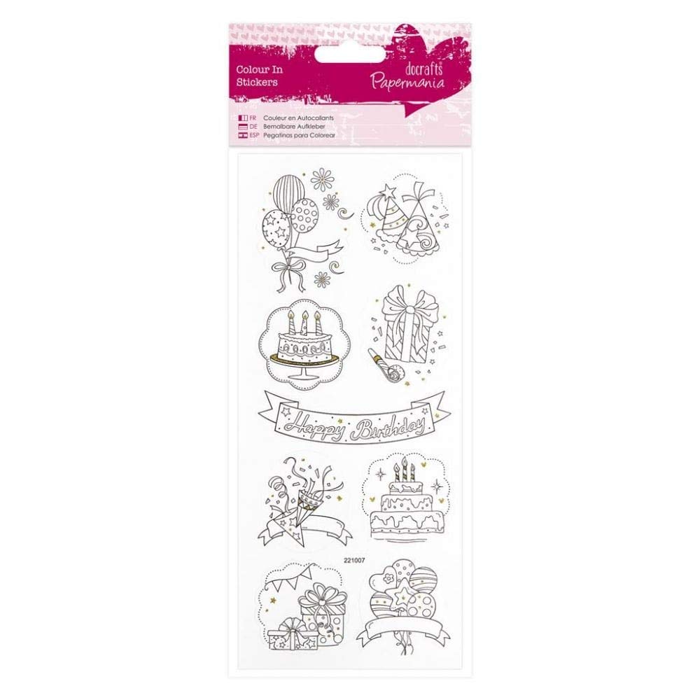 Papermania Glitter Colour In Stickers-Happy Birthday