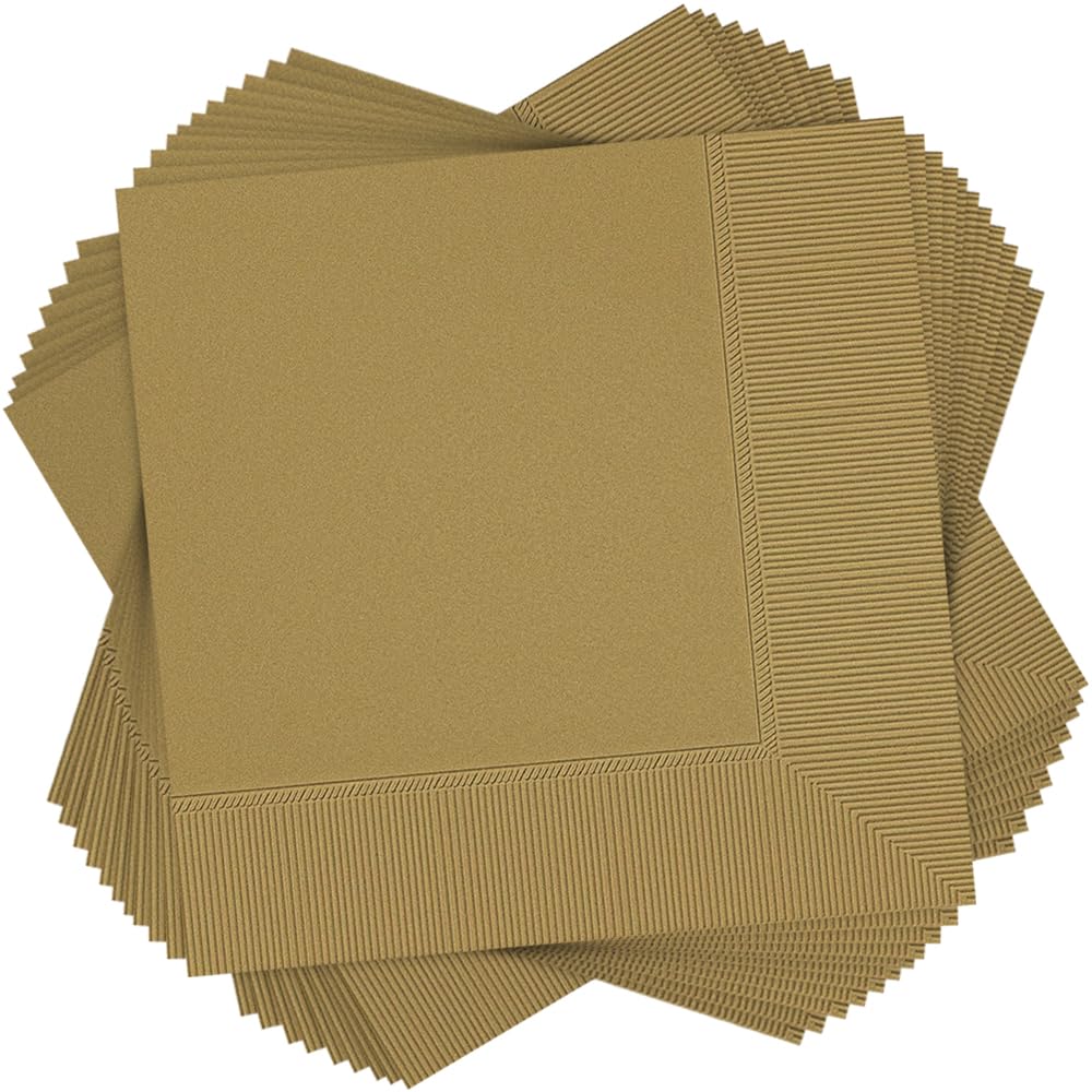 Amscan International Lunch Napkins 2 Ply, Gold Pack of 50
