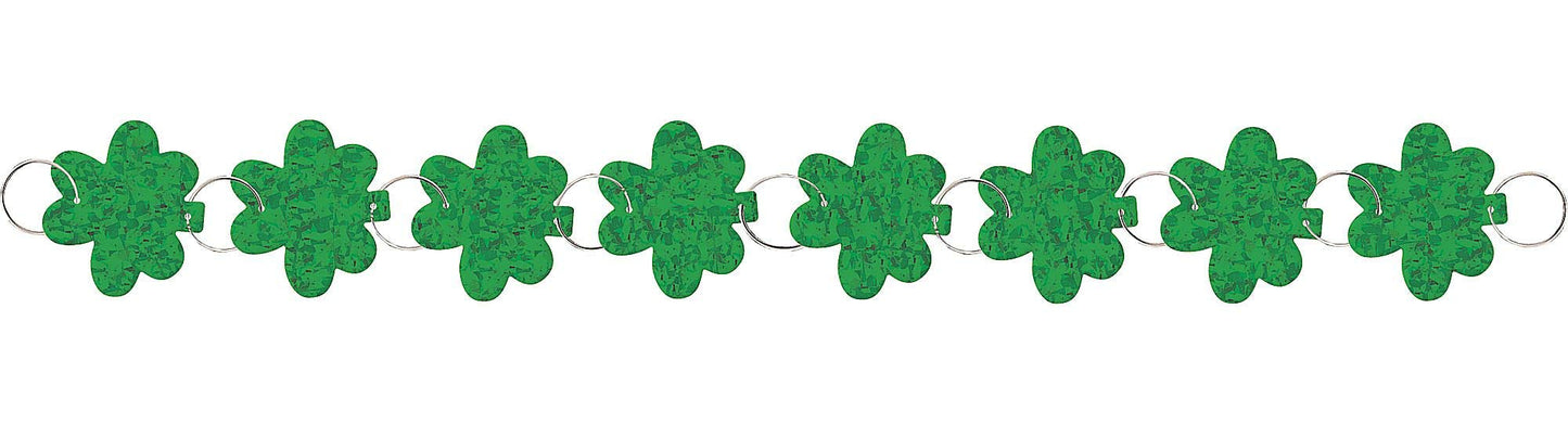 St. Patricks Day Prismatic Ring Shamrock Garland 2.74m