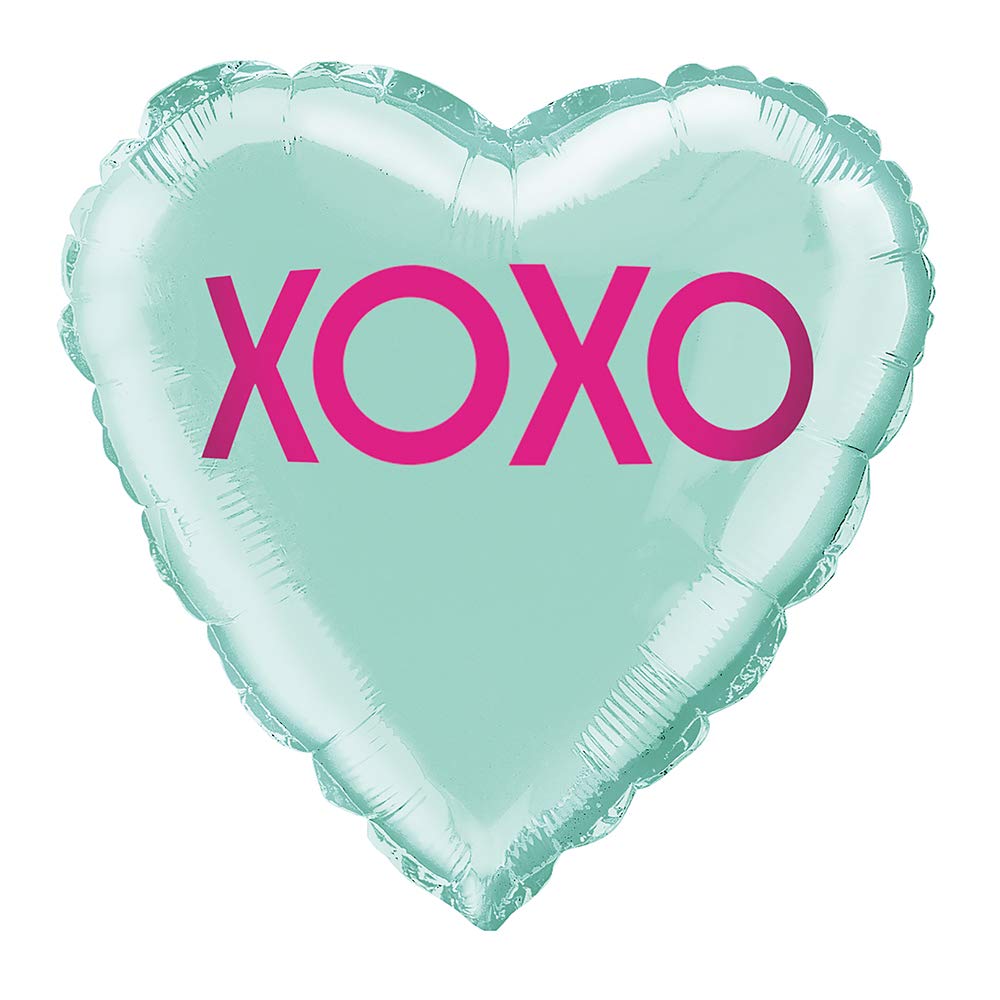 Unique Party - 18" Foil Teal XOXO Heart Balloon