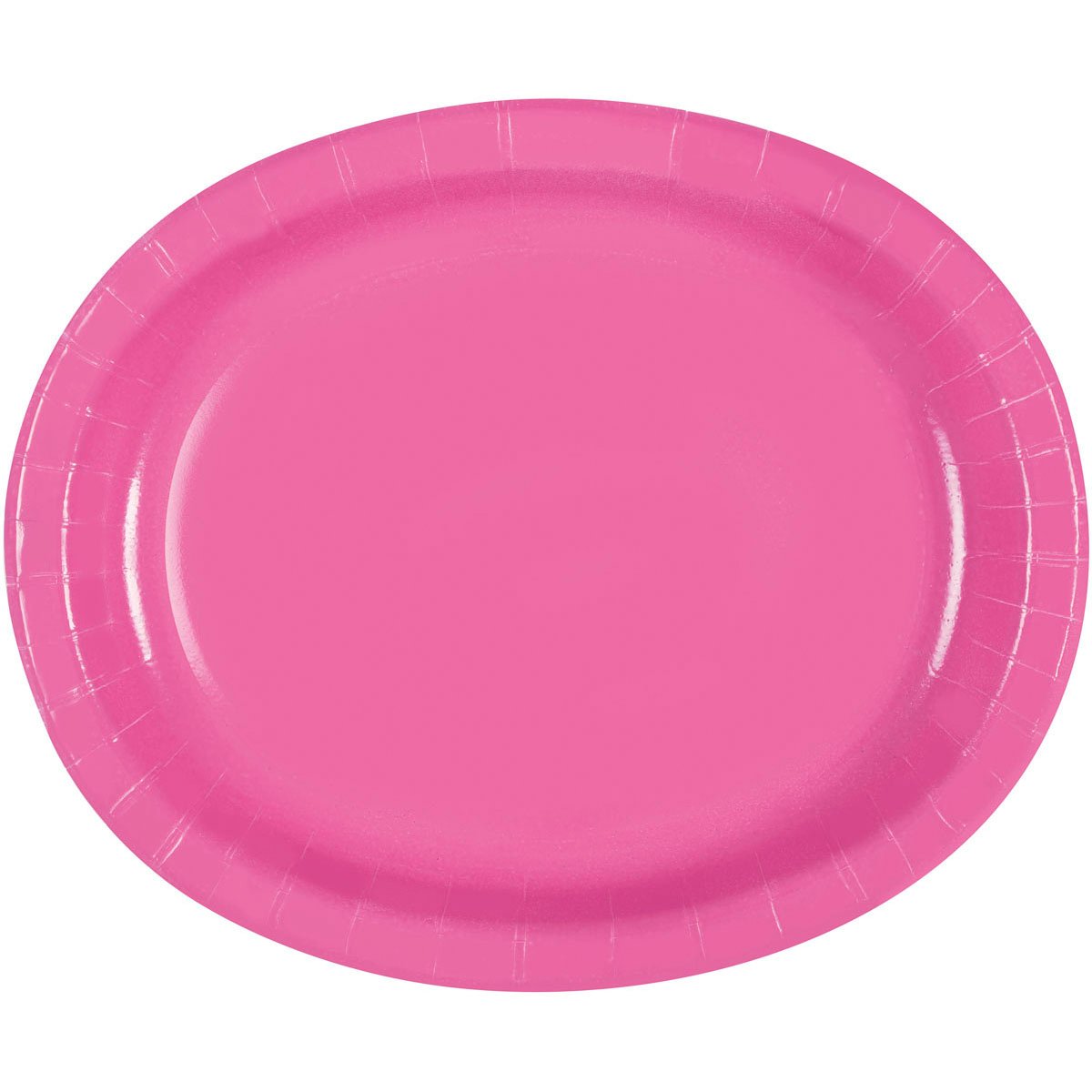 Unique Pretty Oval Plates | Hot Pink Color Theme Tableware | 8ct, Solid, 8 Count
