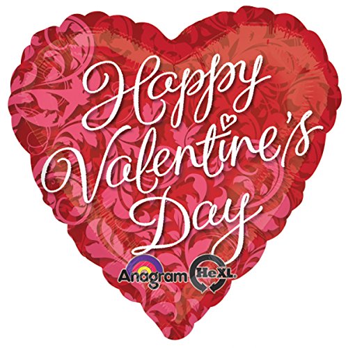Amscan Happy Valentines Day Elegant Swirls Standard Foil Balloon
