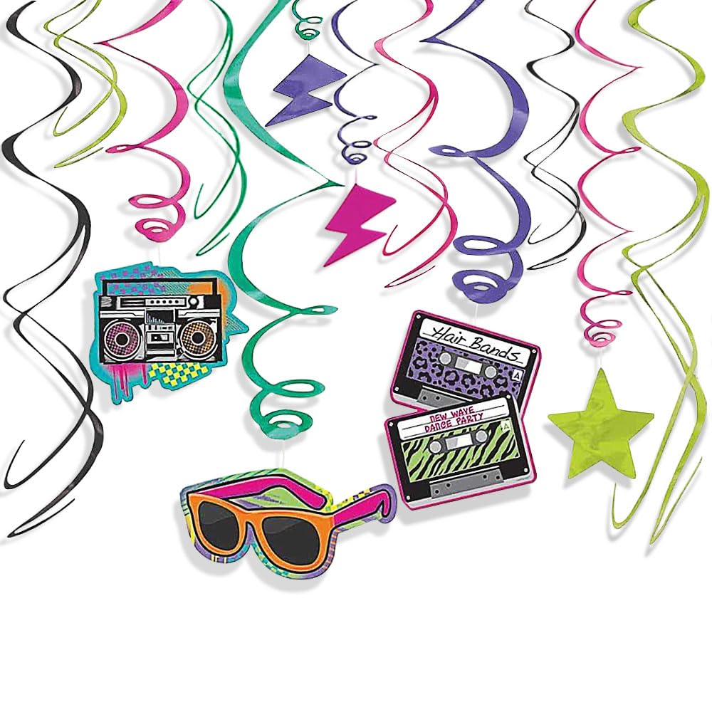 Totally 80s Swirl Decorations (12 pk)