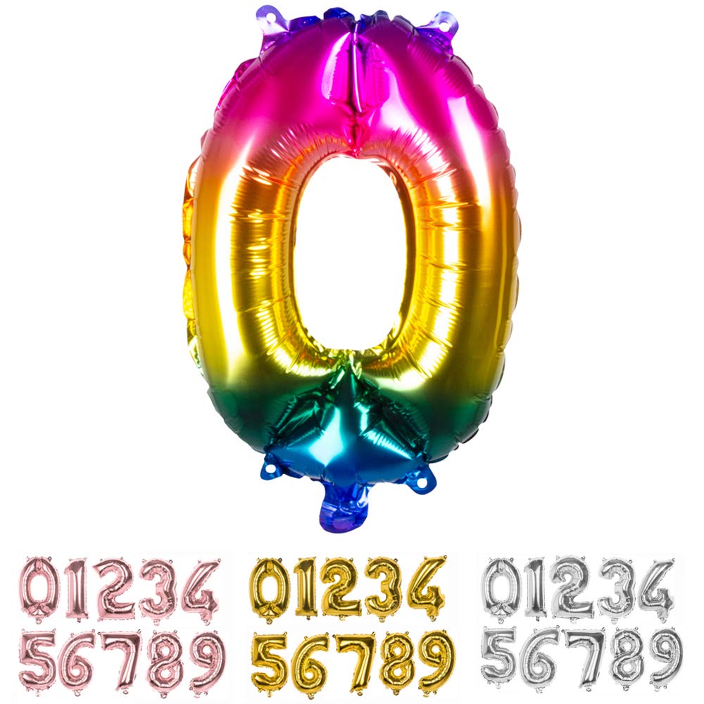 Boland Balloon Number 0, Adult, Rainbow, 36 Cm