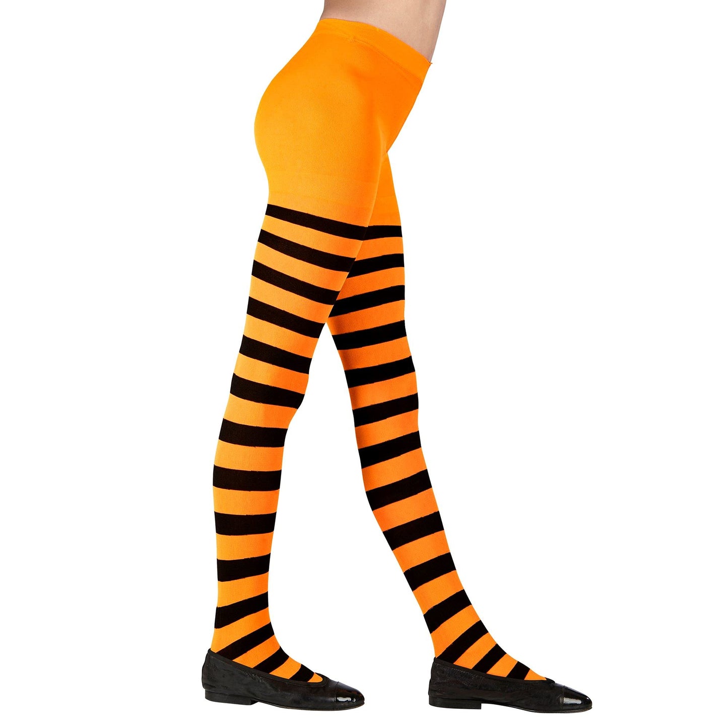"ORANGE/BLACK STRIPED PANTYHOSE" 70 DEN - (4-6 years)