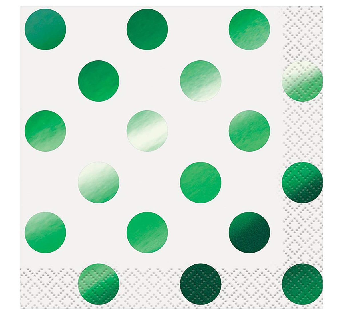 Foil Green Polka Dot Cocktail Napkins, Pack of 16