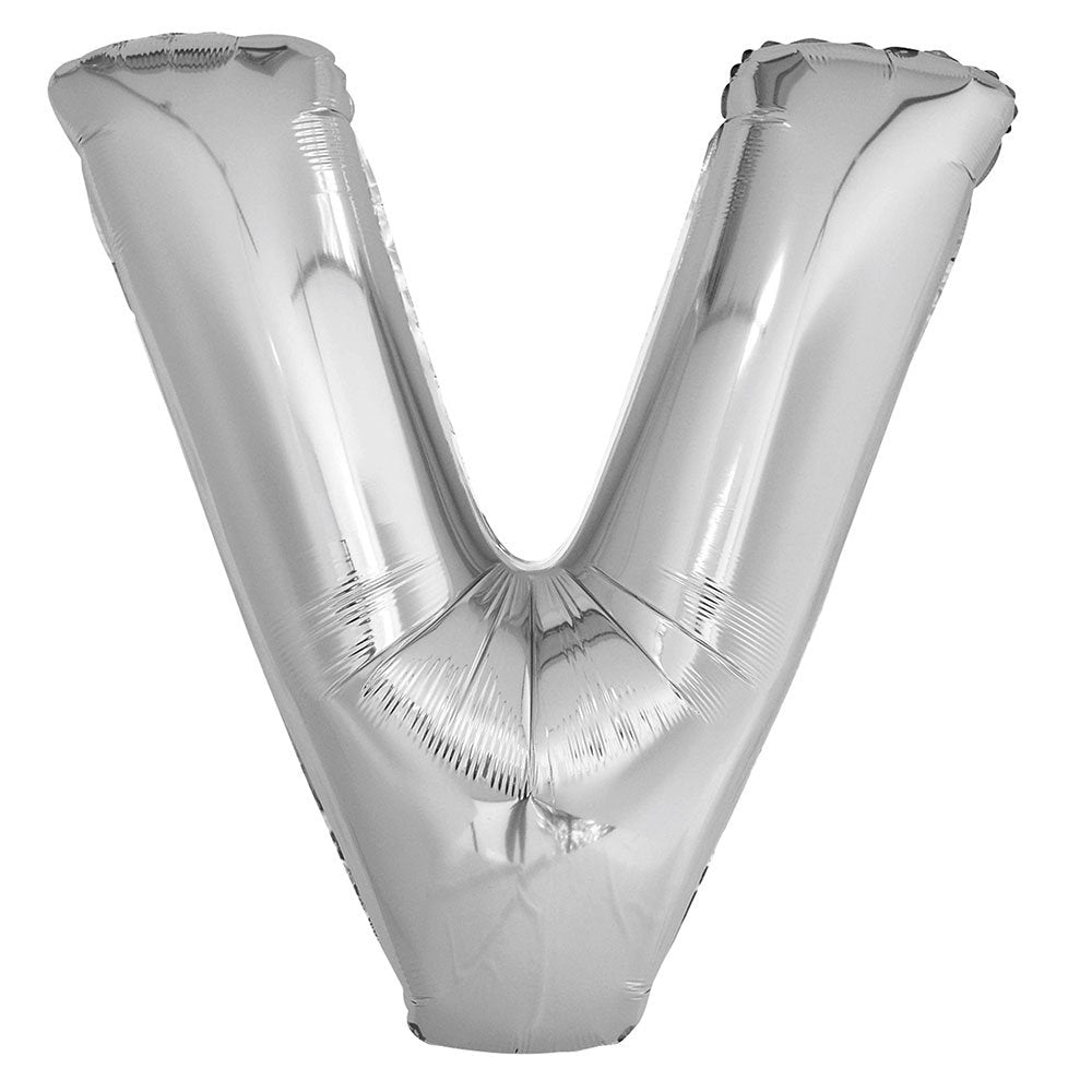 Unique Party - 34" Giant Silver Foil Letter V Balloon