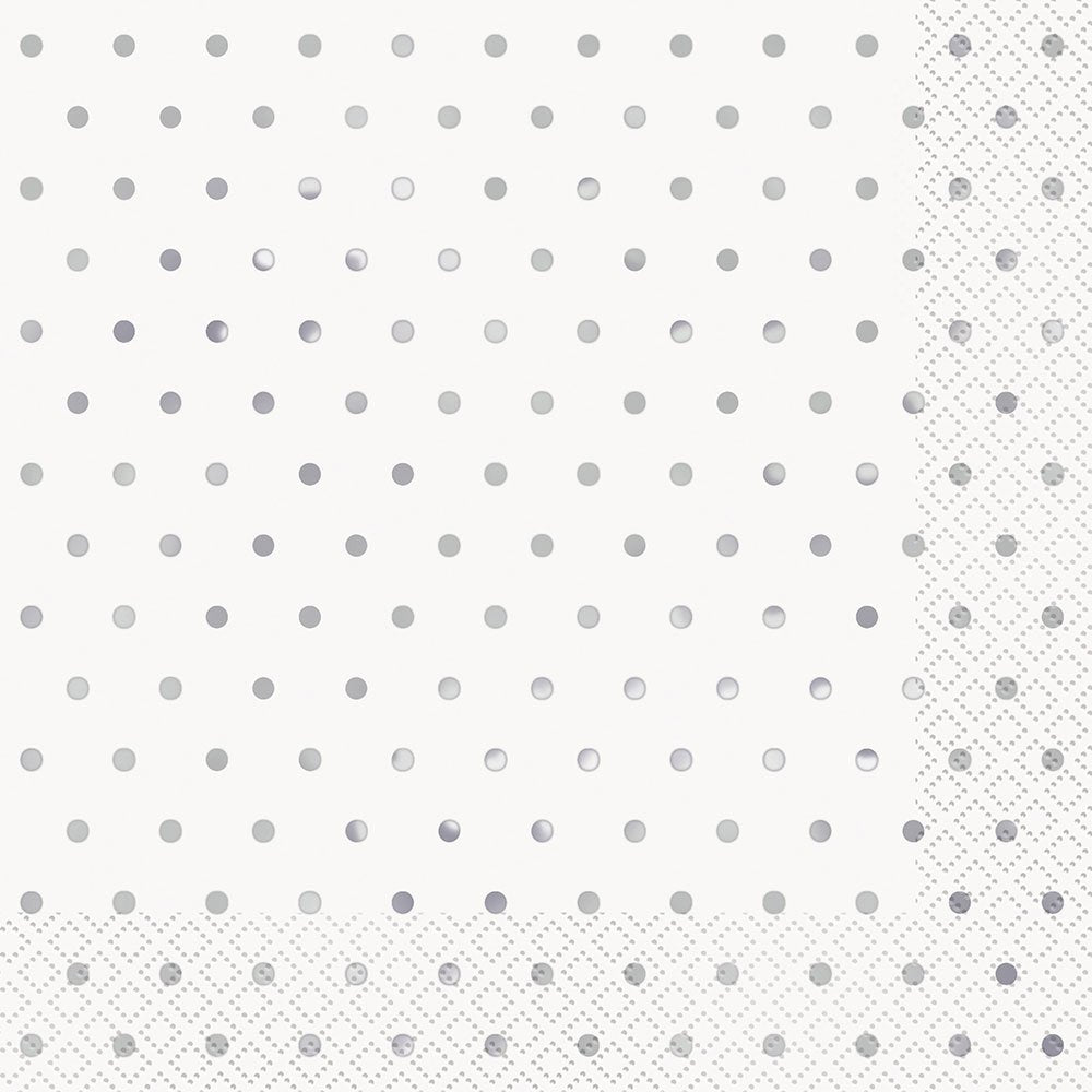 Unique Party Luncheon Stamped | Elegant Silver Foil Design, Paper Napkins-Dots